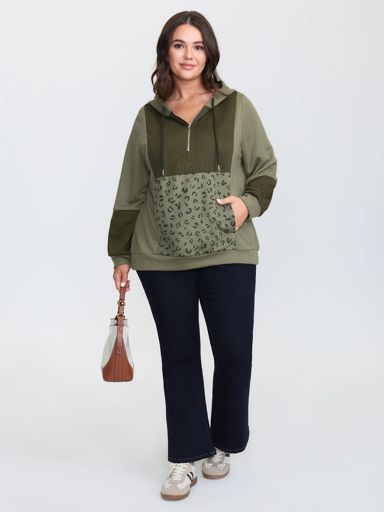 Leopard Print Colorblock Hoodie - Image 2