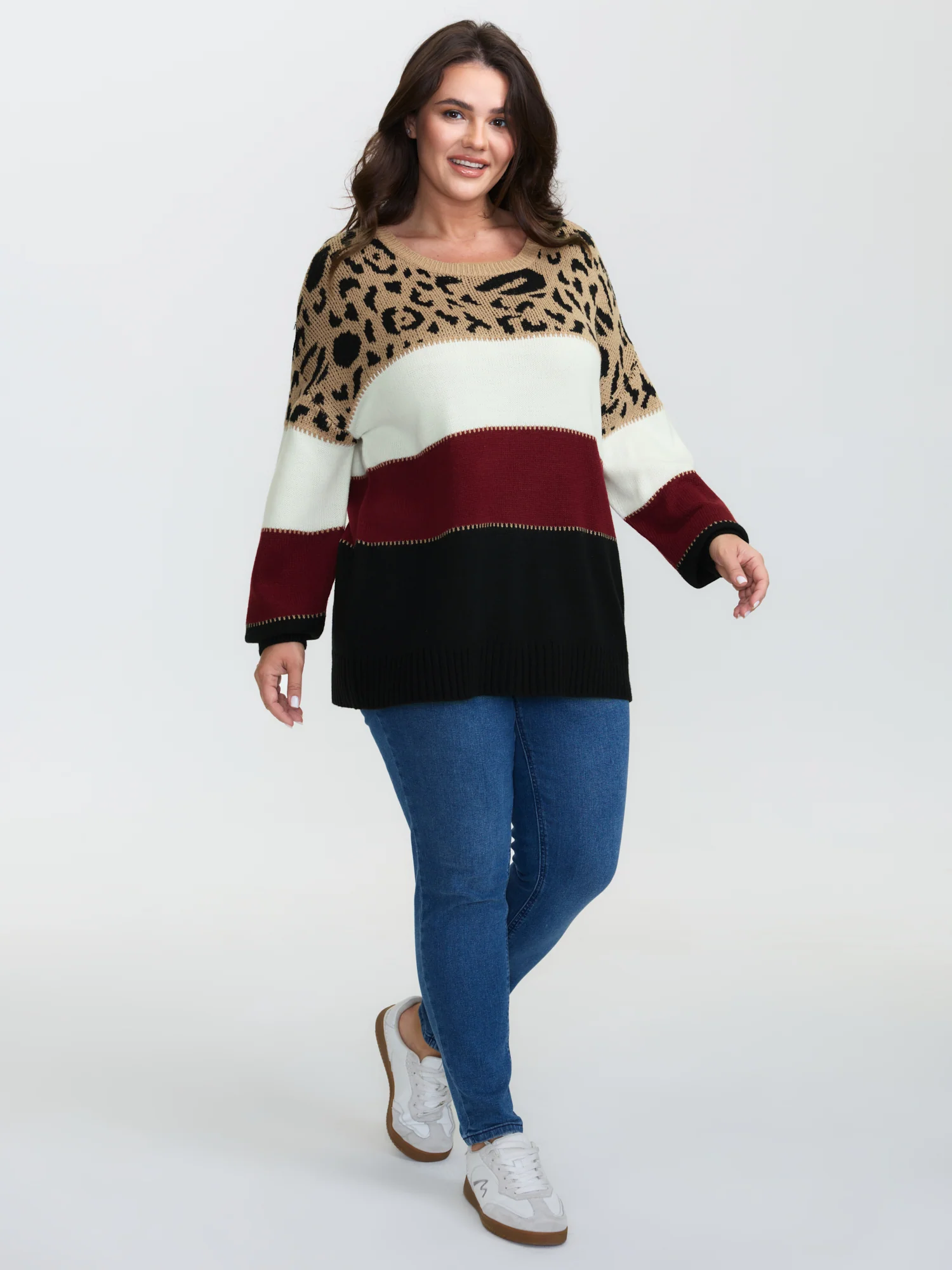 Leopard Print Colorblock Pullover - Image 3