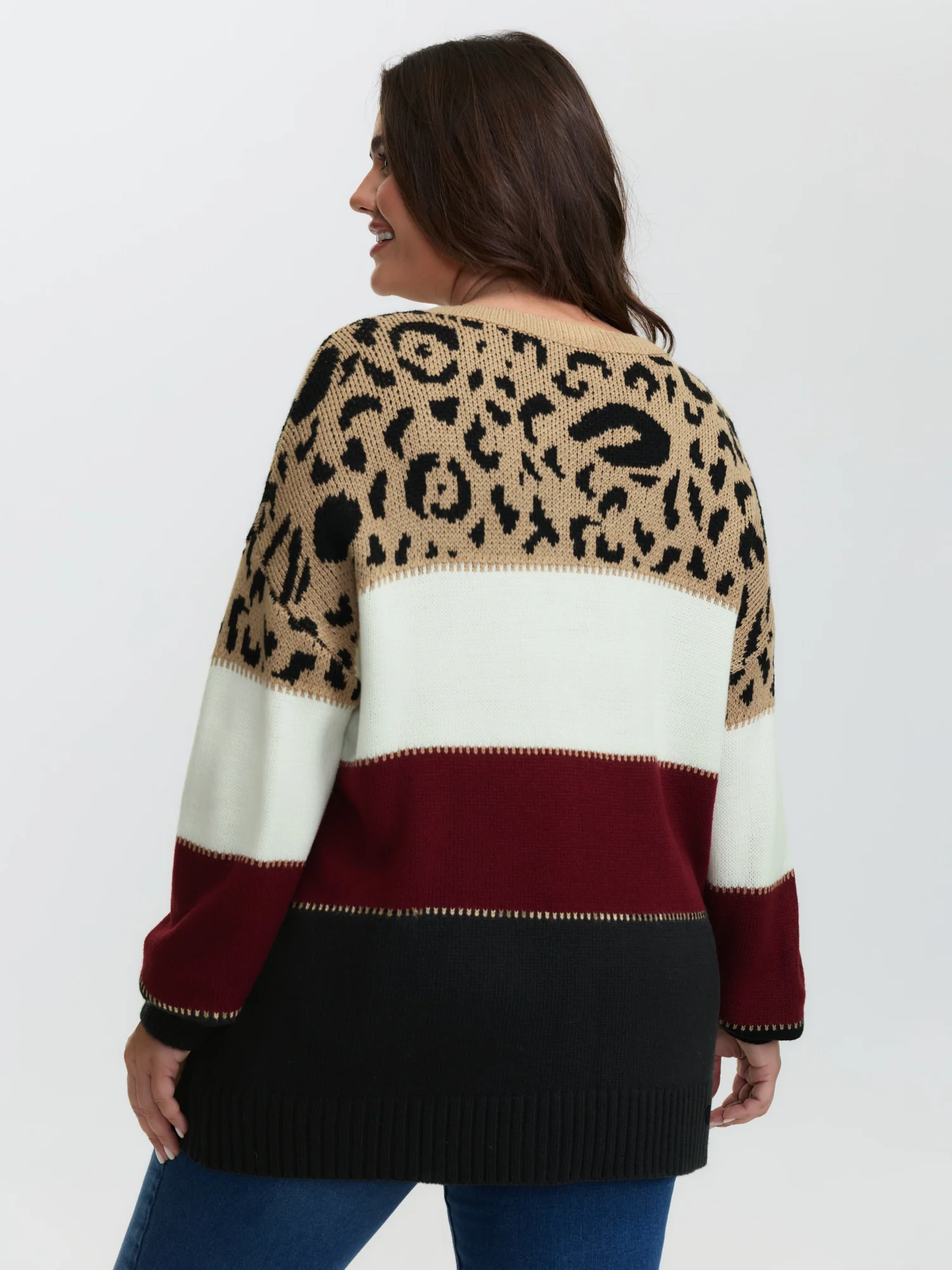 Leopard Print Colorblock Pullover - Image 4