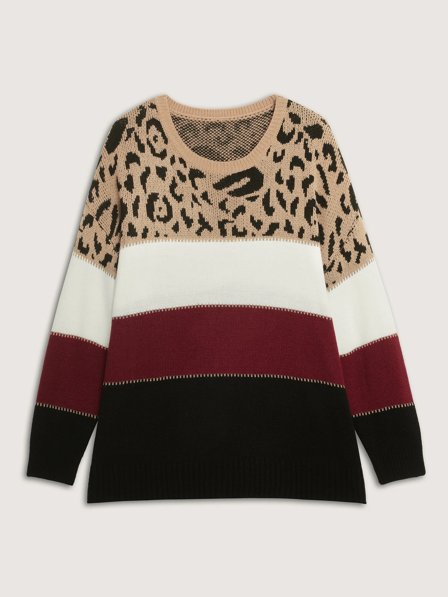 Leopard Print Colorblock Pullover - Image 5