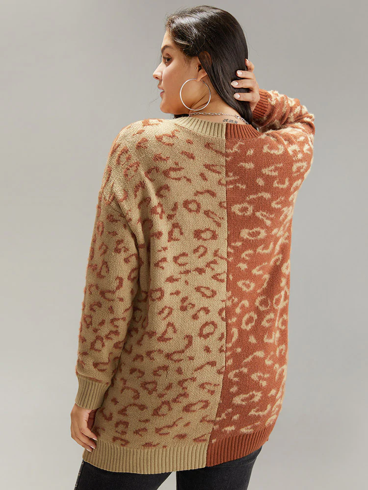 Leopard Print Contrast Button Through Cardigan - Image 2