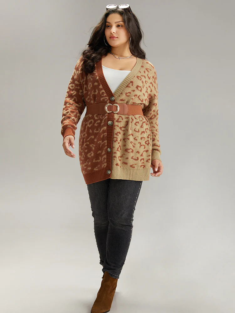 Leopard Print Contrast Button Through Cardigan - Image 6