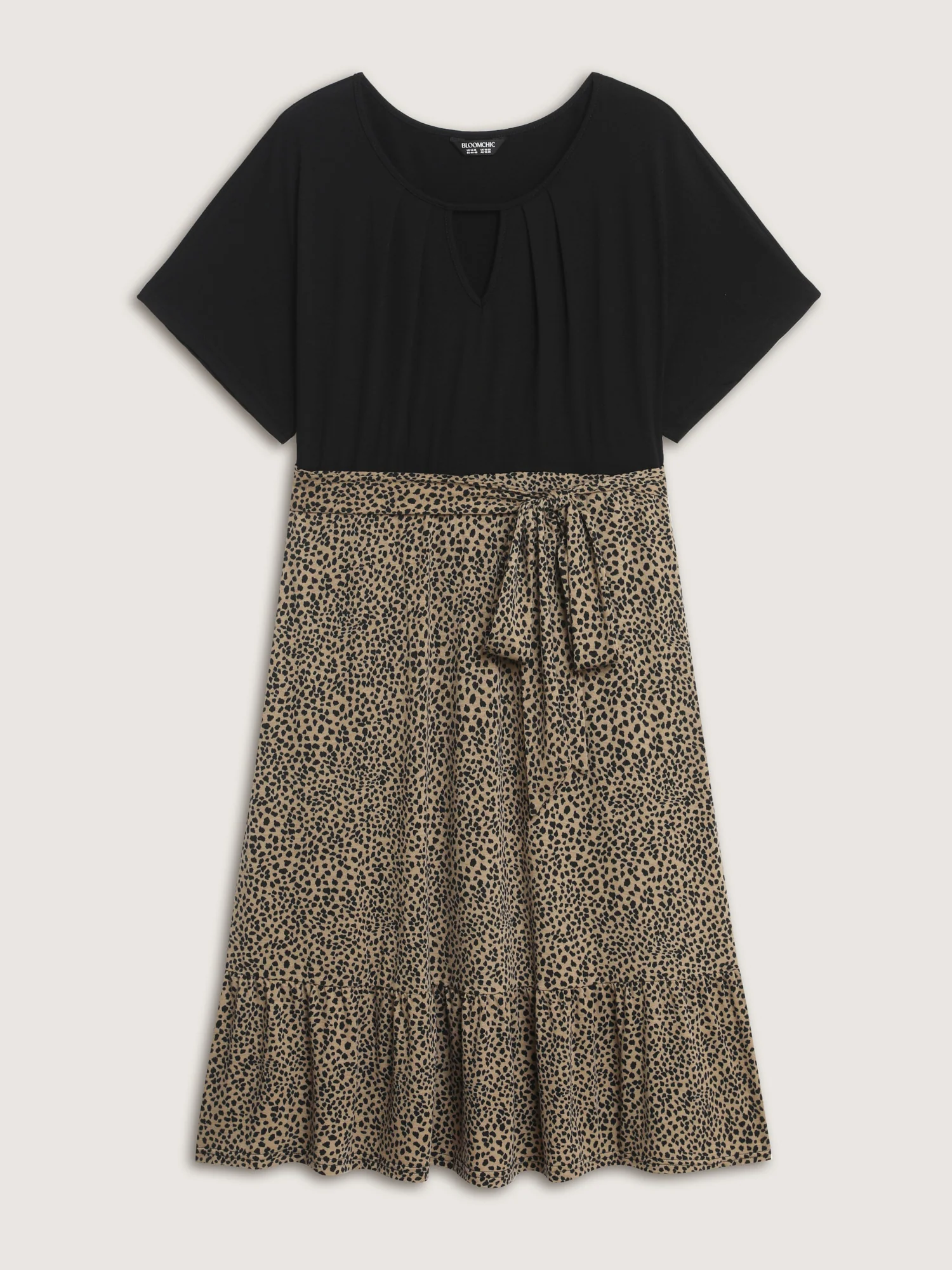 Leopard Print Contrast Cut-Out Neckline Midi Dress - Image 8
