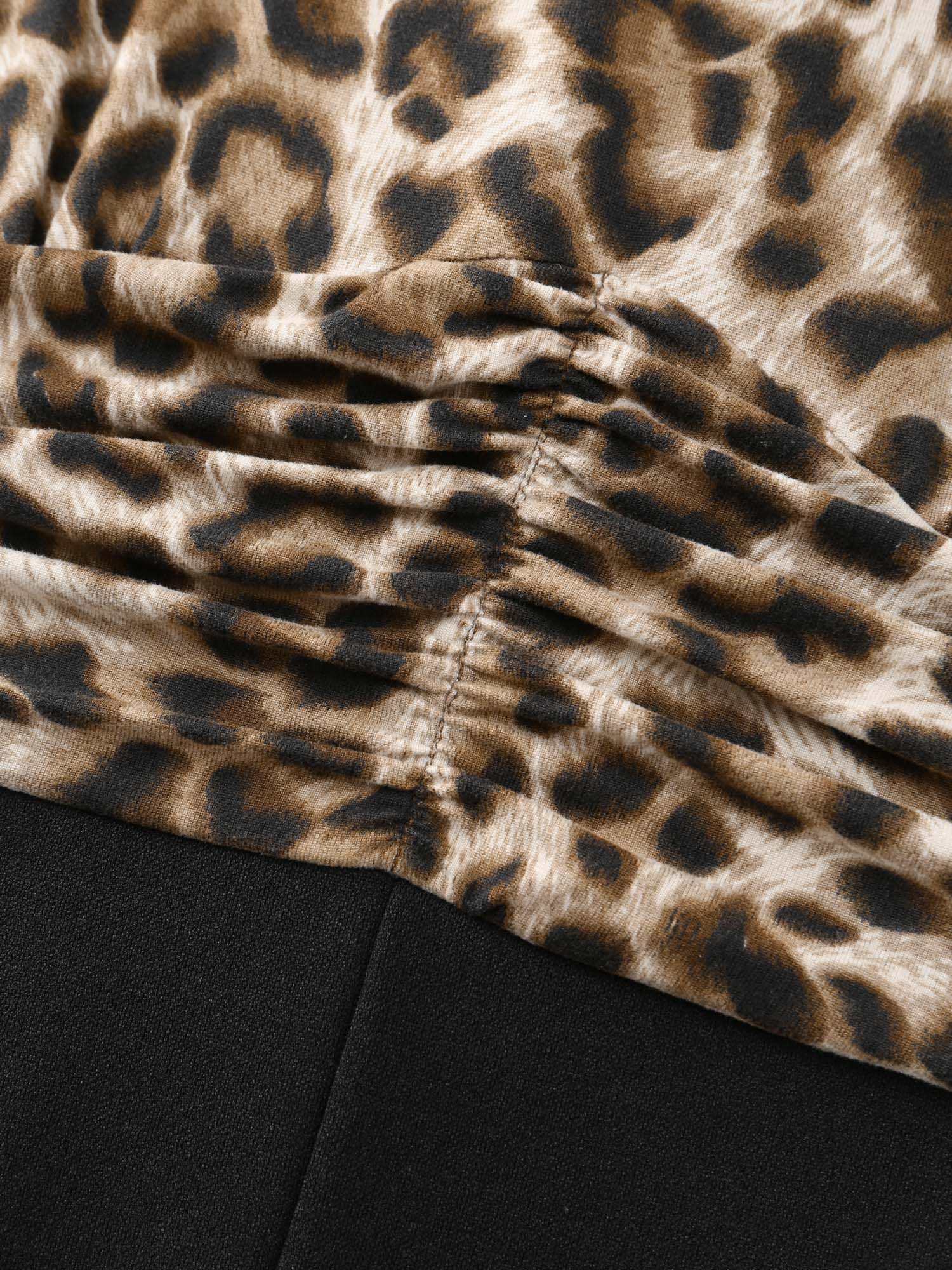 Leopard Print Contrast Flutter Sleeve Jumpsuit - Image 6