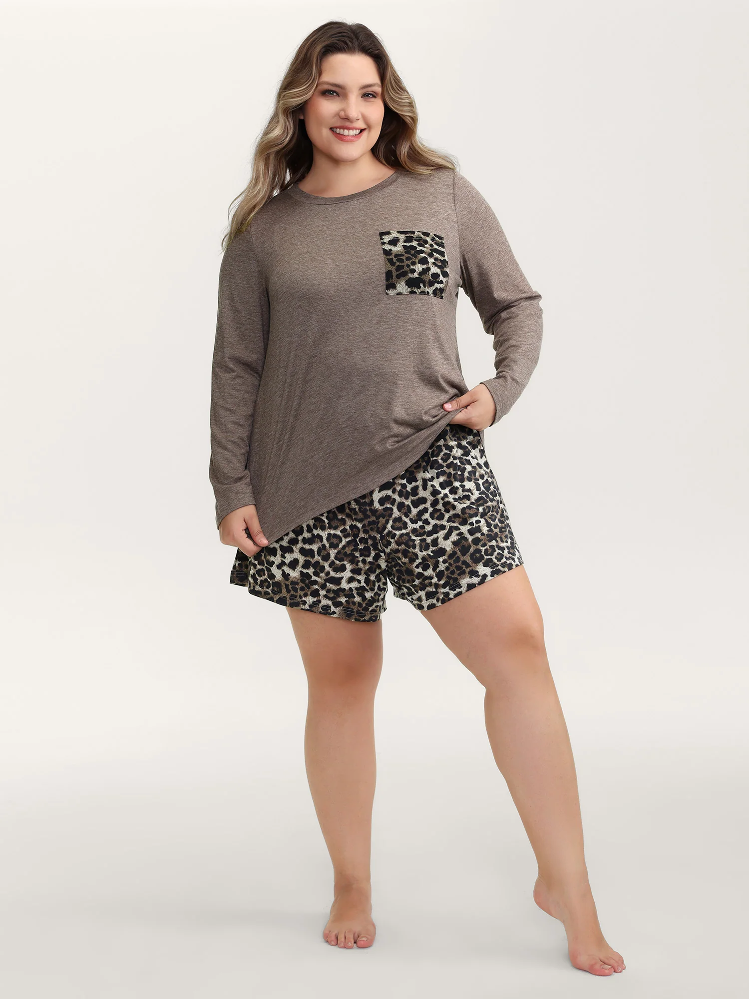 Leopard Print Contrast Lounge Set