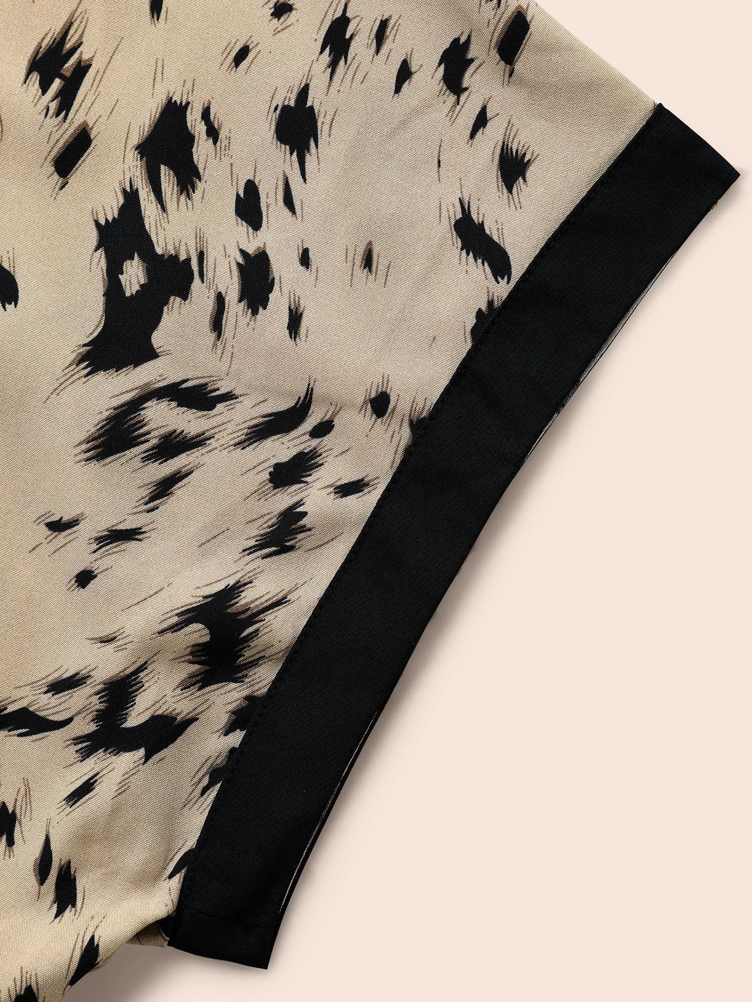Leopard Print Contrast Trim Dolman Sleeve Dress - Image 6