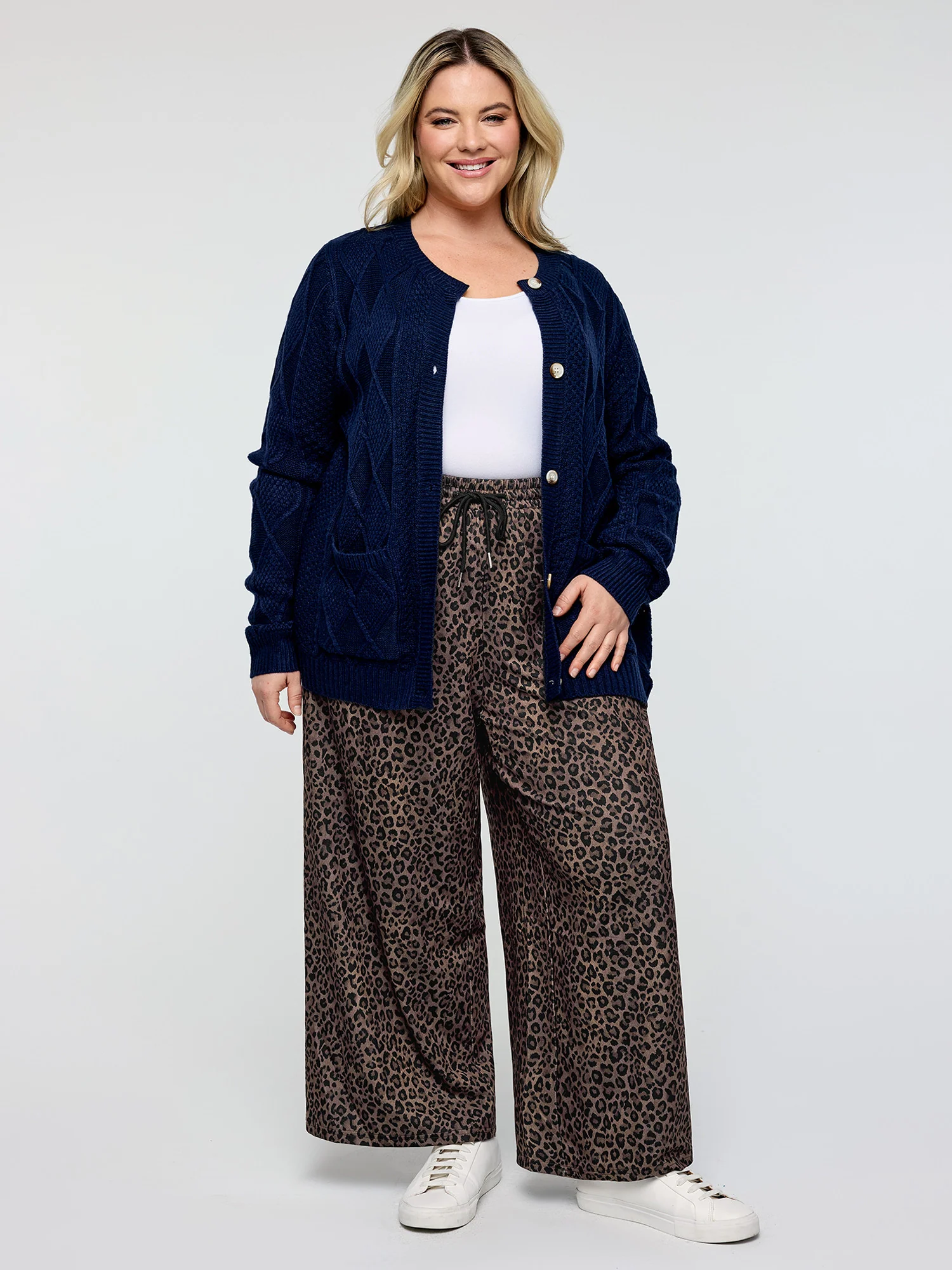 Leopard Print Drawstring Waist Pants - Image 2