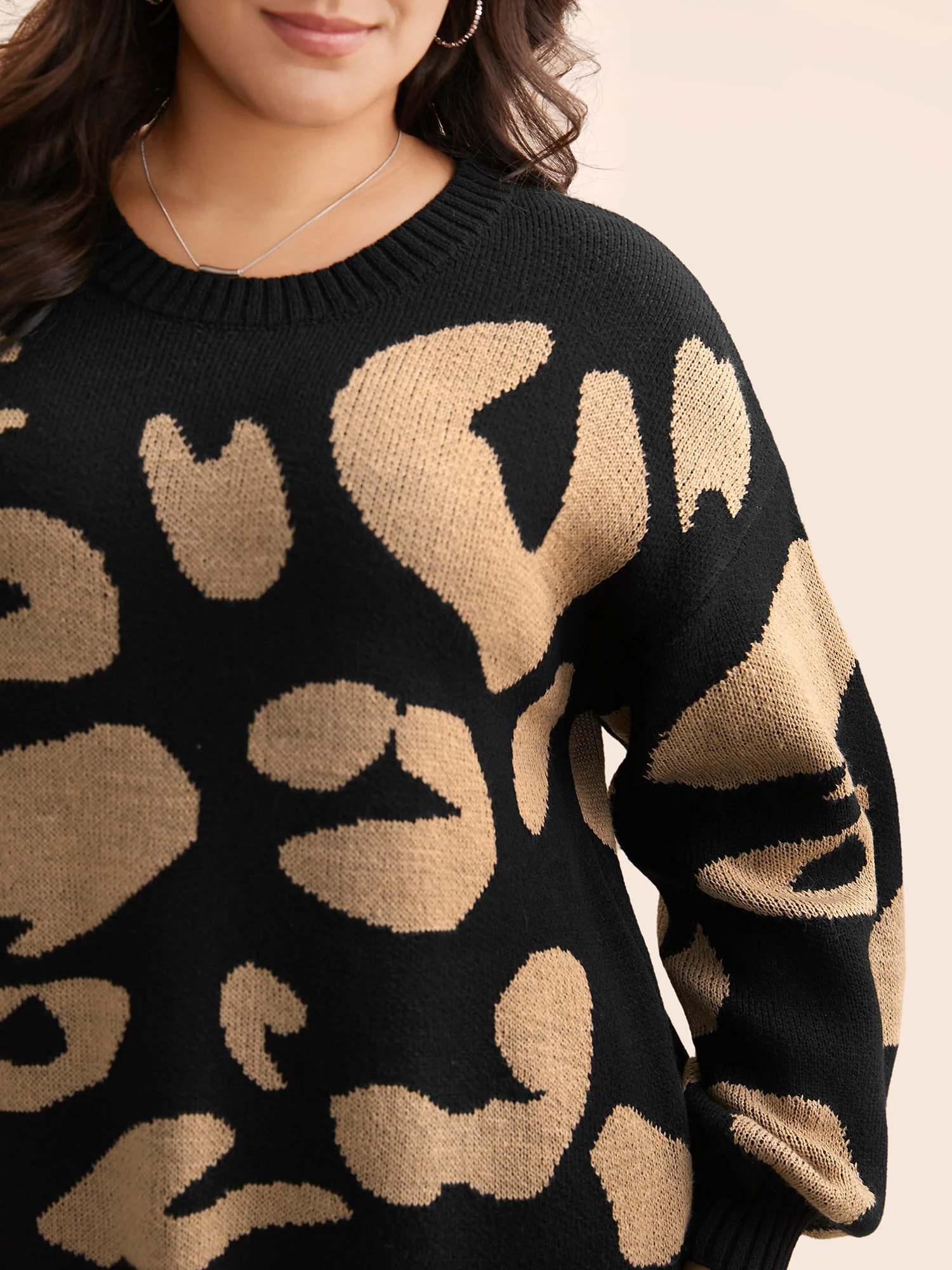 Leopard Print Drop Shoulder Sleeve Pullover - Image 5