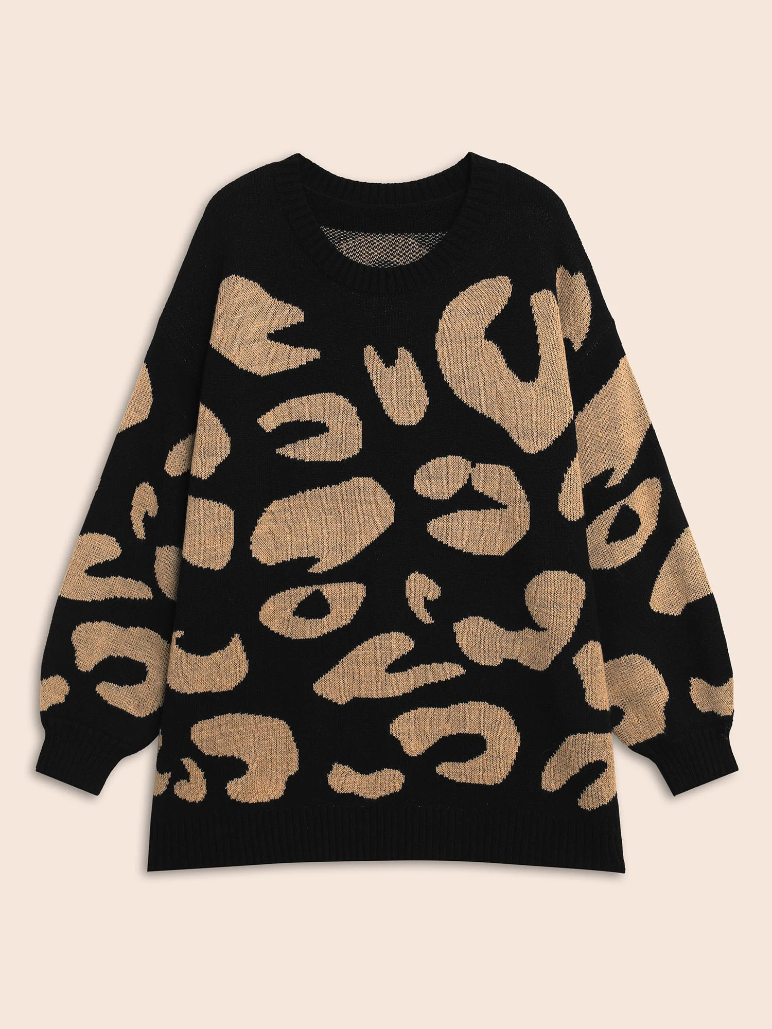 Leopard Print Drop Shoulder Sleeve Pullover - Image 8