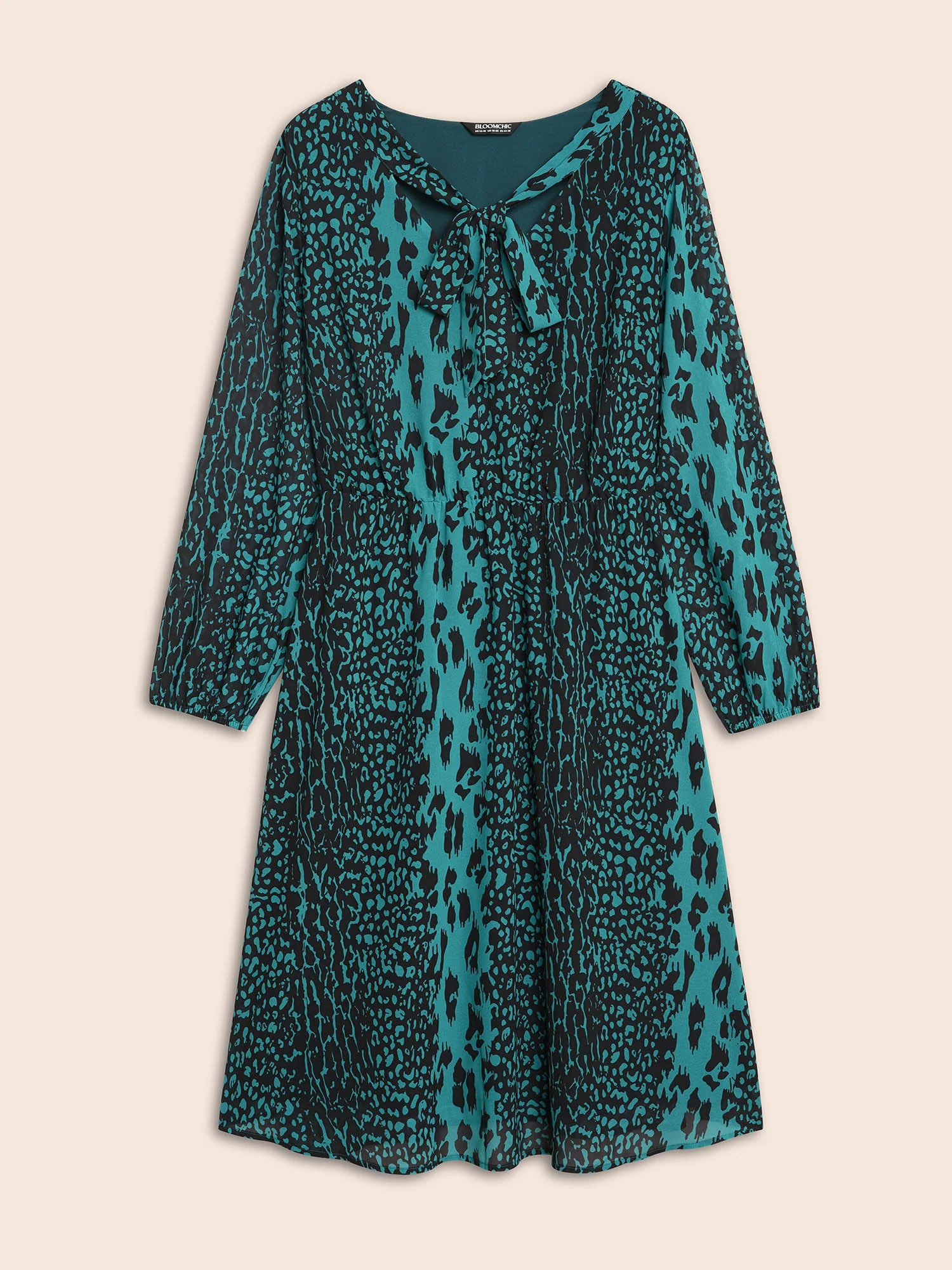Leopard Print Elastic Waist Tie Knot Dress - Image 7