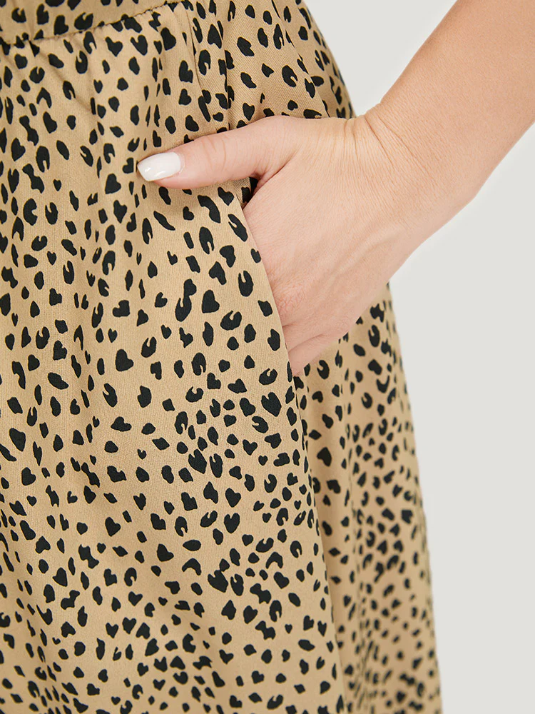 Leopard Print Flutter Hem Pocket Adjustable Straps Cami Dress - Image 11