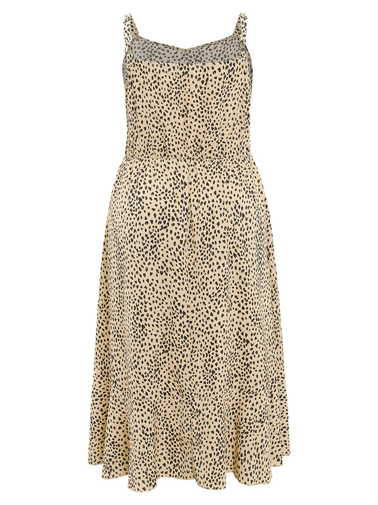 Leopard Print Flutter Hem Pocket Adjustable Straps Cami Dress - Image 14