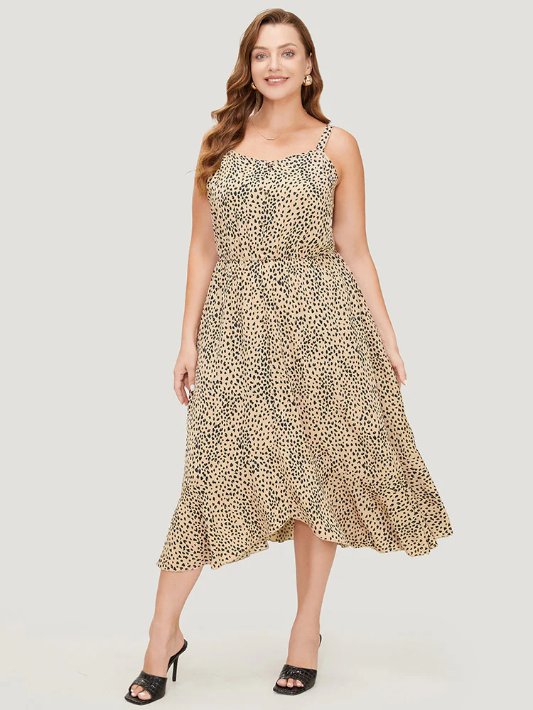 Leopard Print Flutter Hem Pocket Adjustable Straps Cami Dress - Image 6
