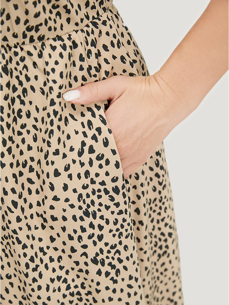 Leopard Print Flutter Hem Pocket Adjustable Straps Cami Dress - Image 8