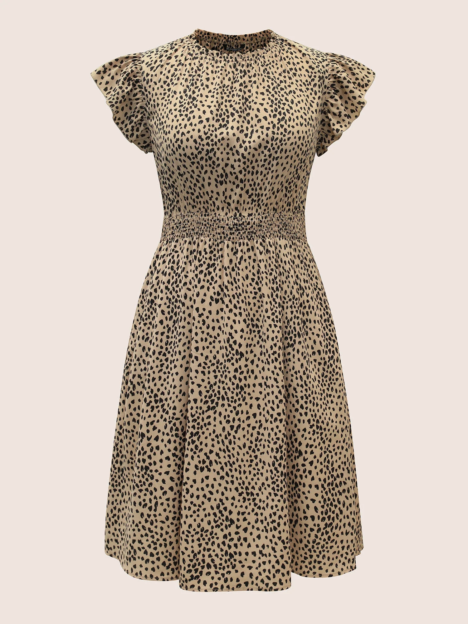 Leopard Print Frill Trim Cap Sleeve Dress - Image 7