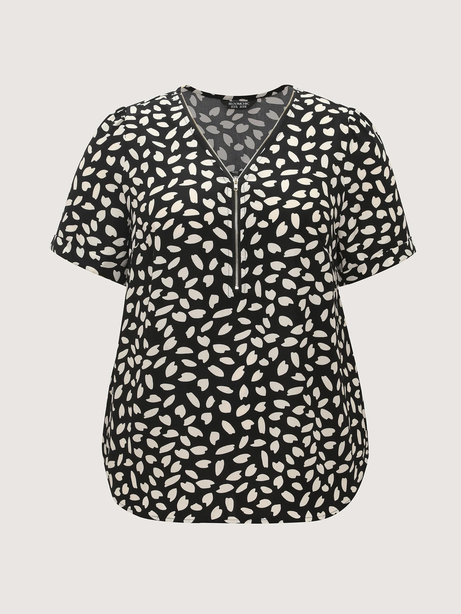 Leopard Print Half-Zipper Blouse - Image 7