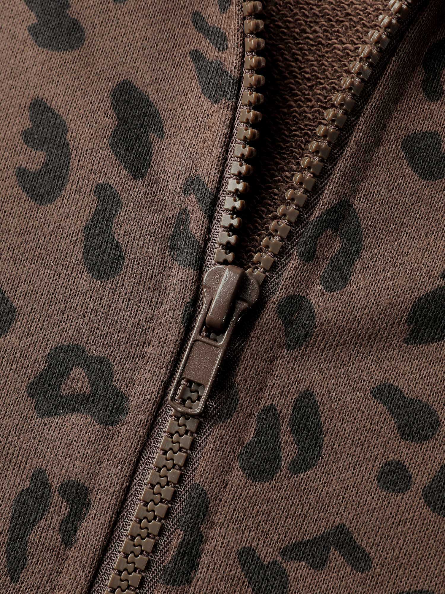 Leopard Print Half-Zipper Sweatshirt - Image 5
