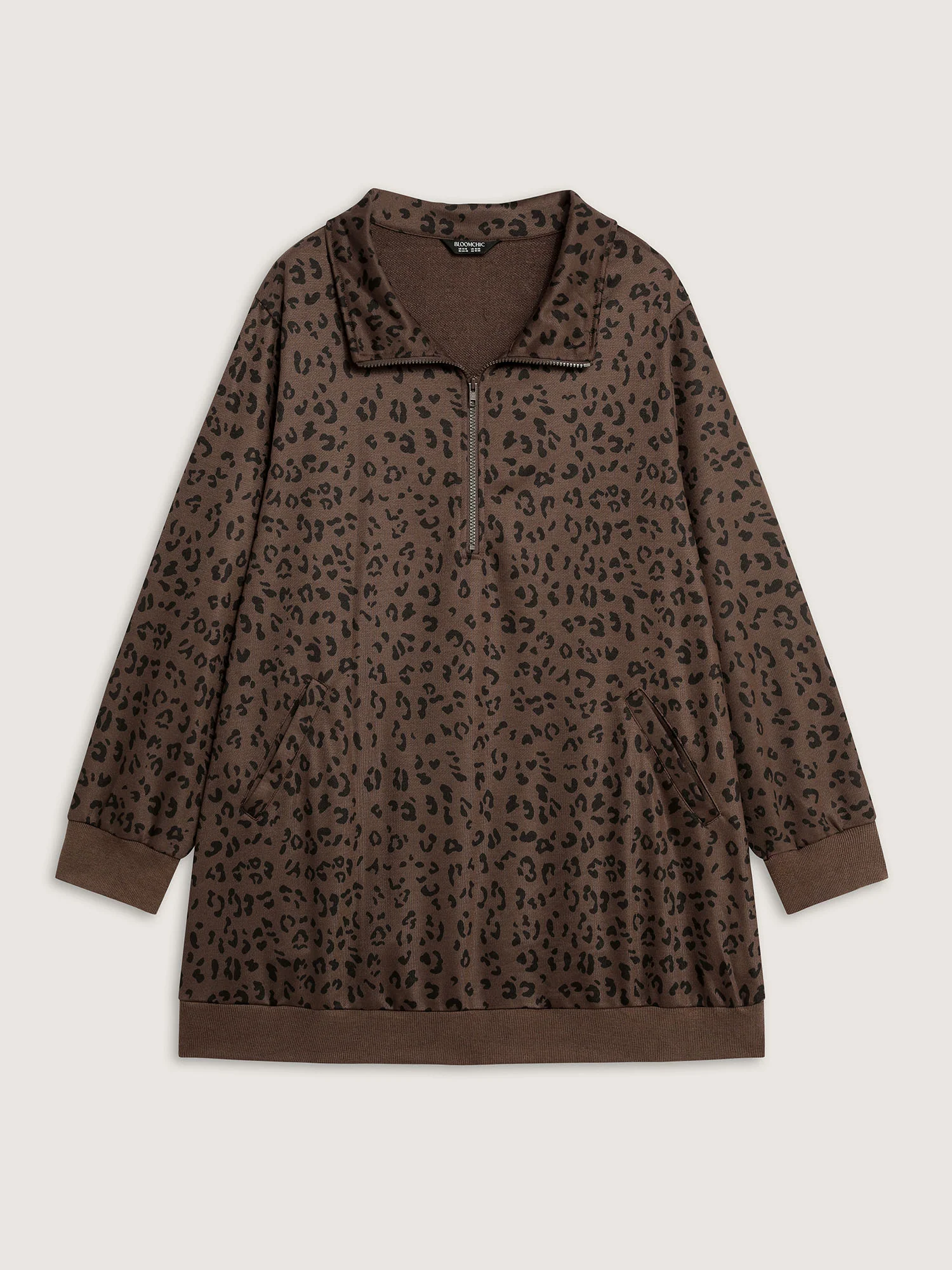 Leopard Print Half-Zipper Sweatshirt - Image 7