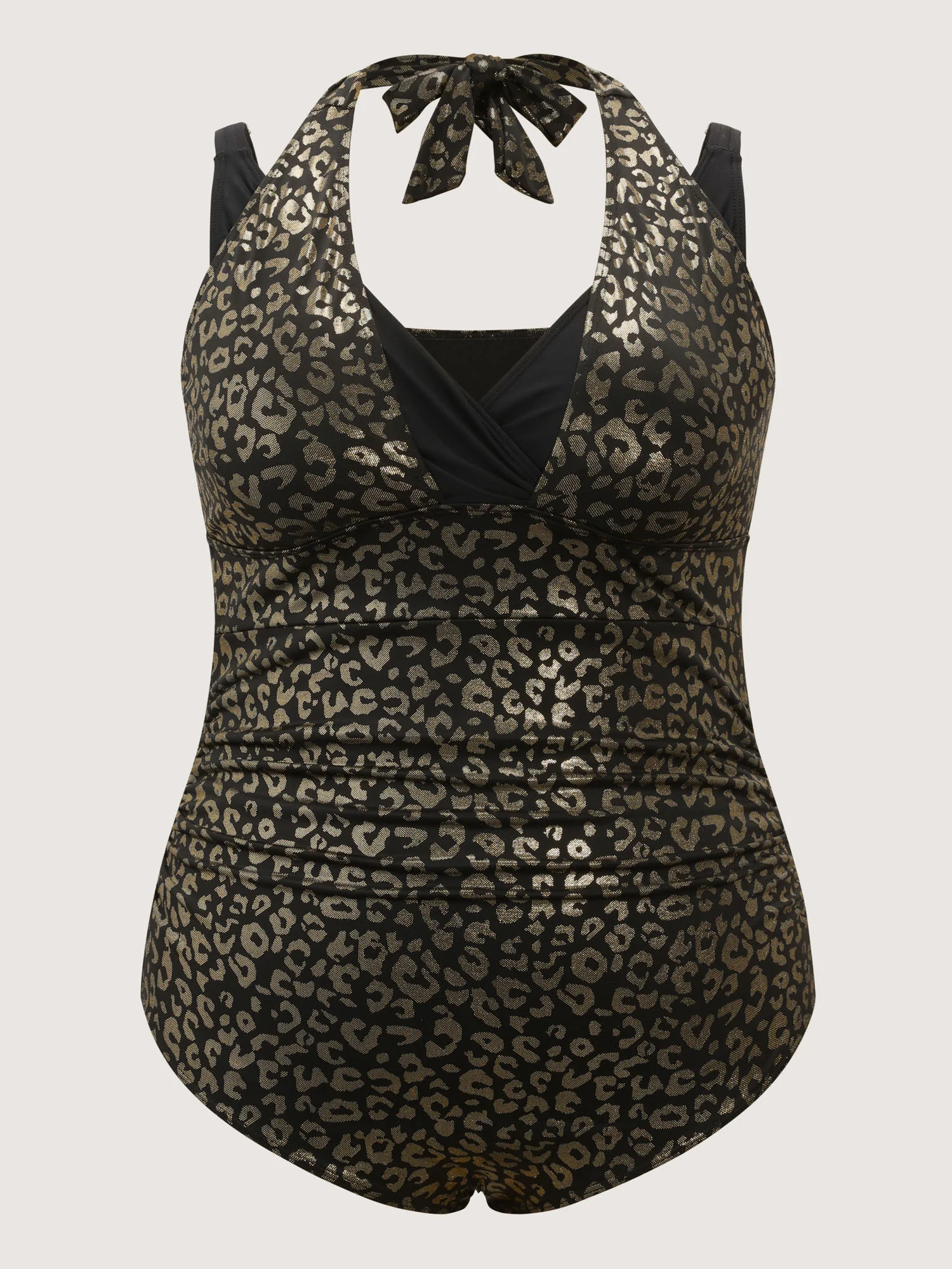 Leopard Print Halter Neckline One-Piece Swimsuit - Image 7