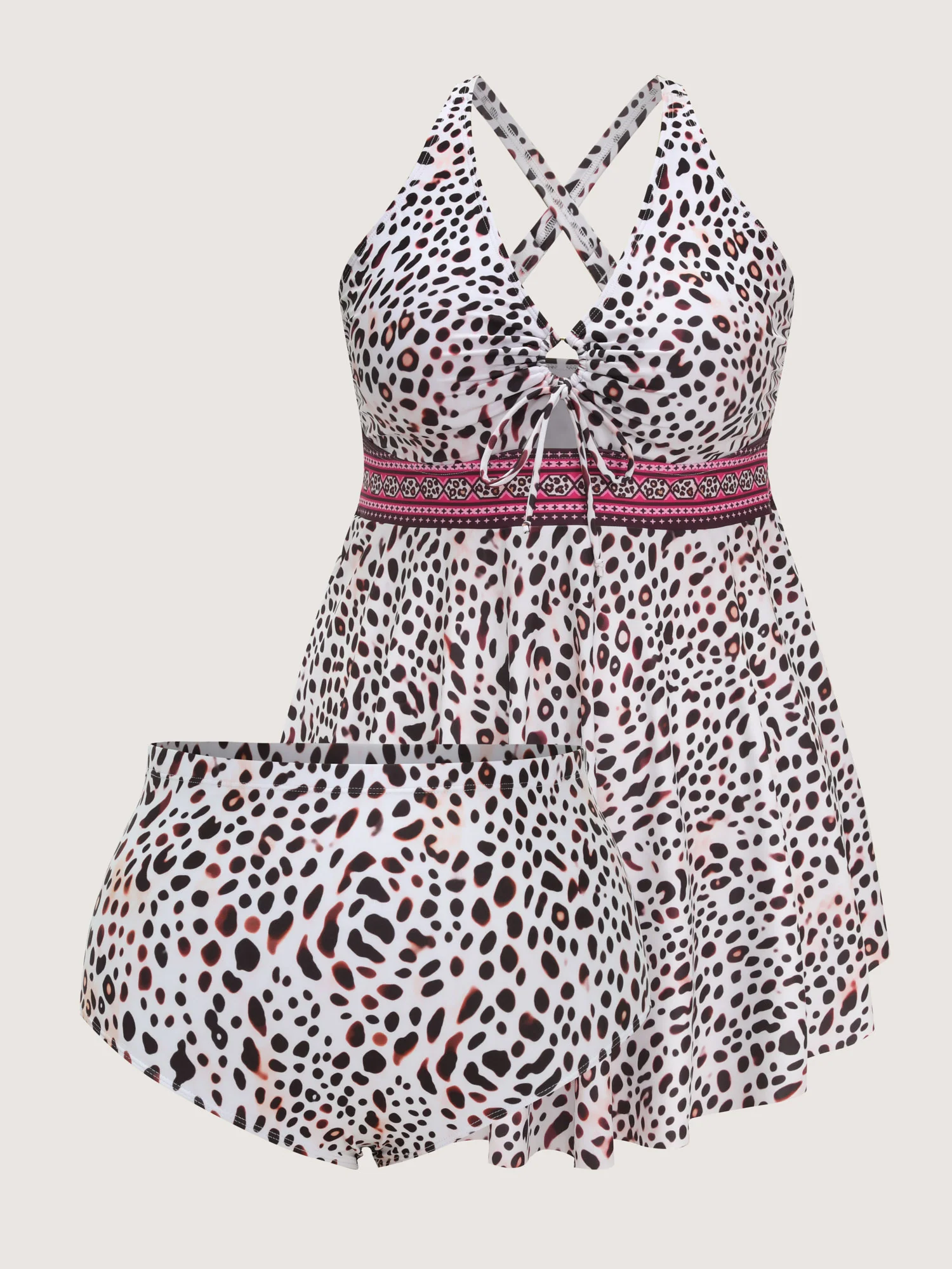 Leopard Print Hips Coverage Swim Dress - Image 6