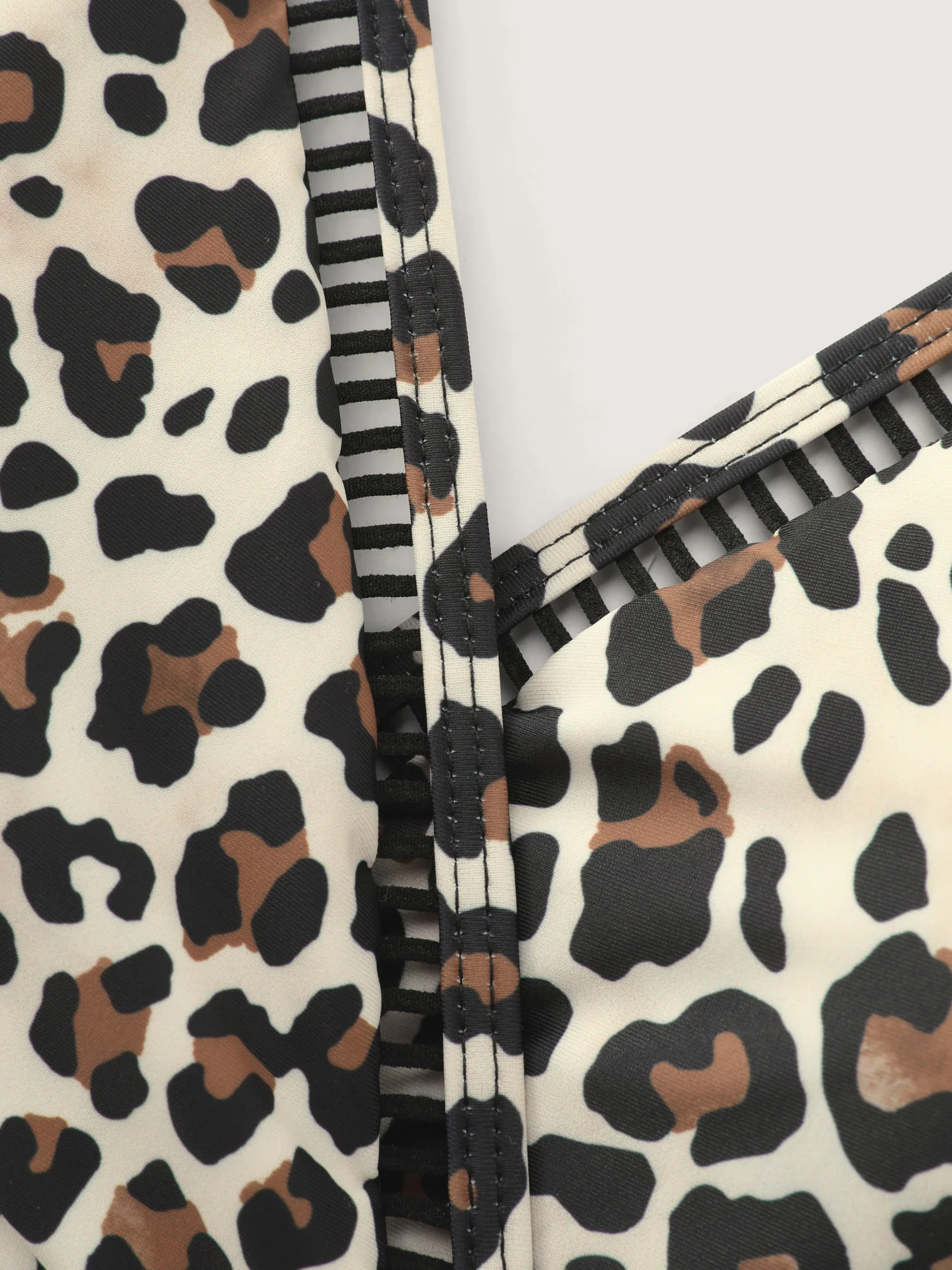 Leopard Print Hollowed Out Swim Top - Image 6