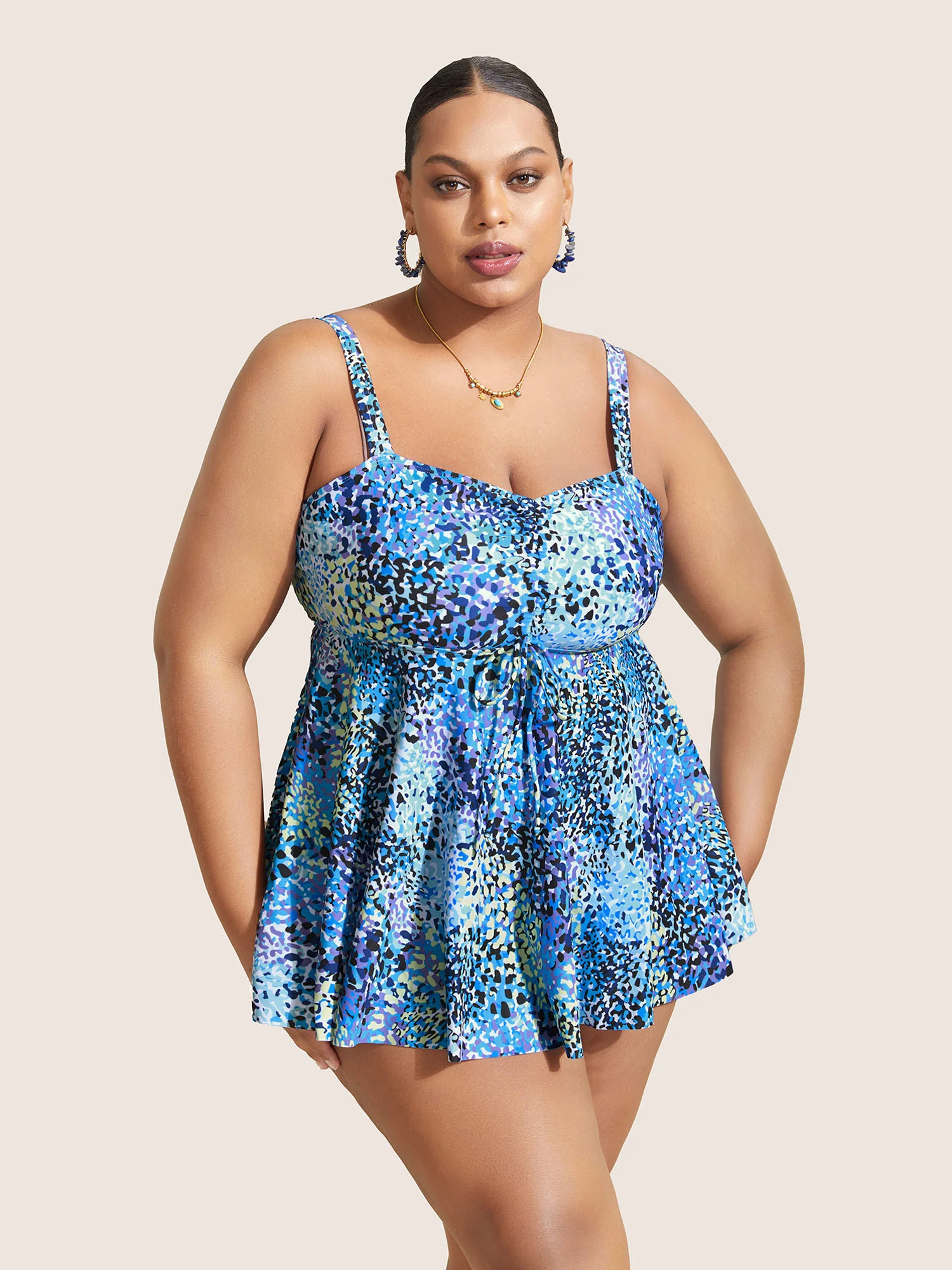 Leopard Print Knotted Front Swim Top - Image 8
