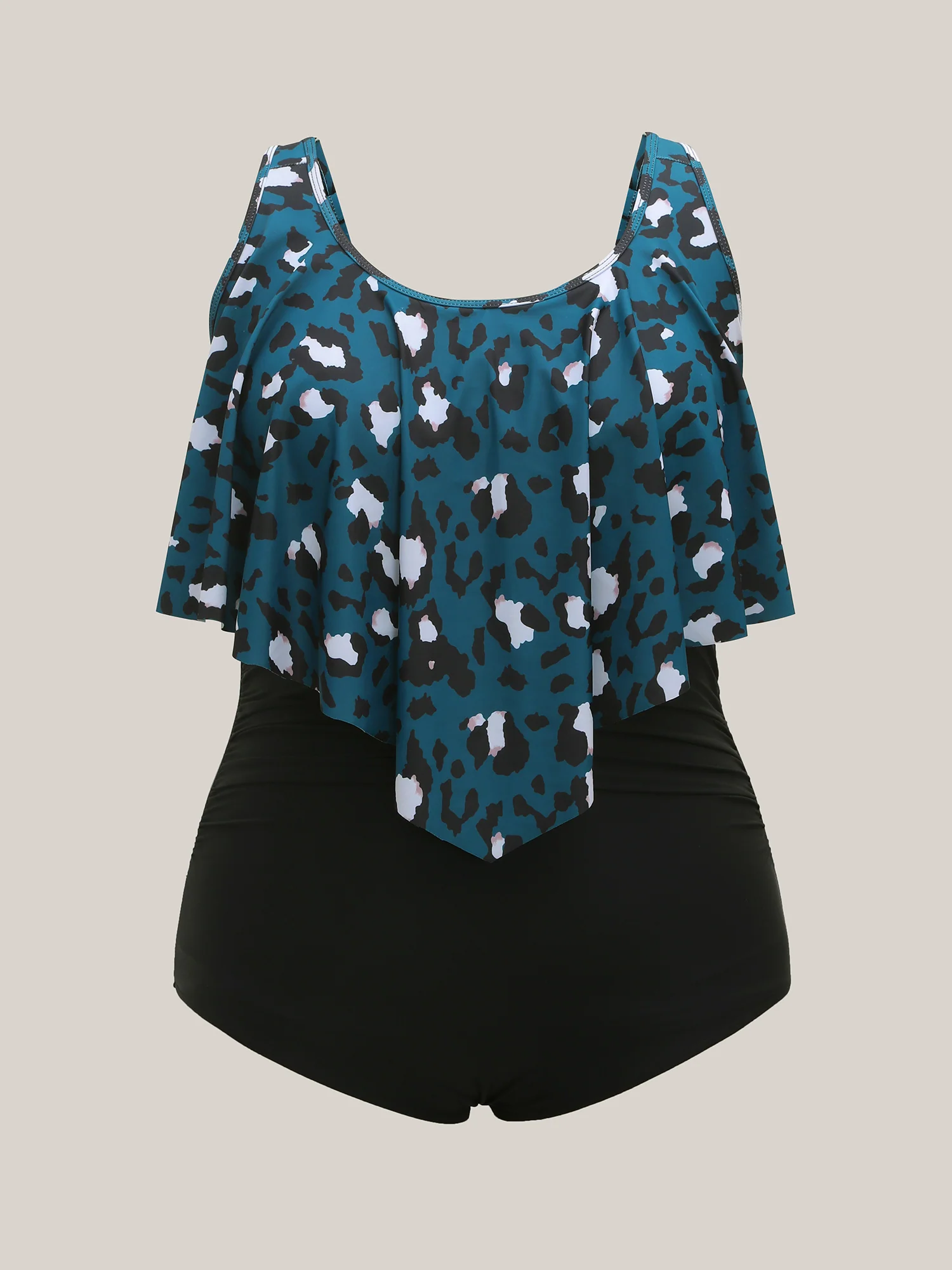 Leopard Print Layered One-Piece Swimsuit - Image 5