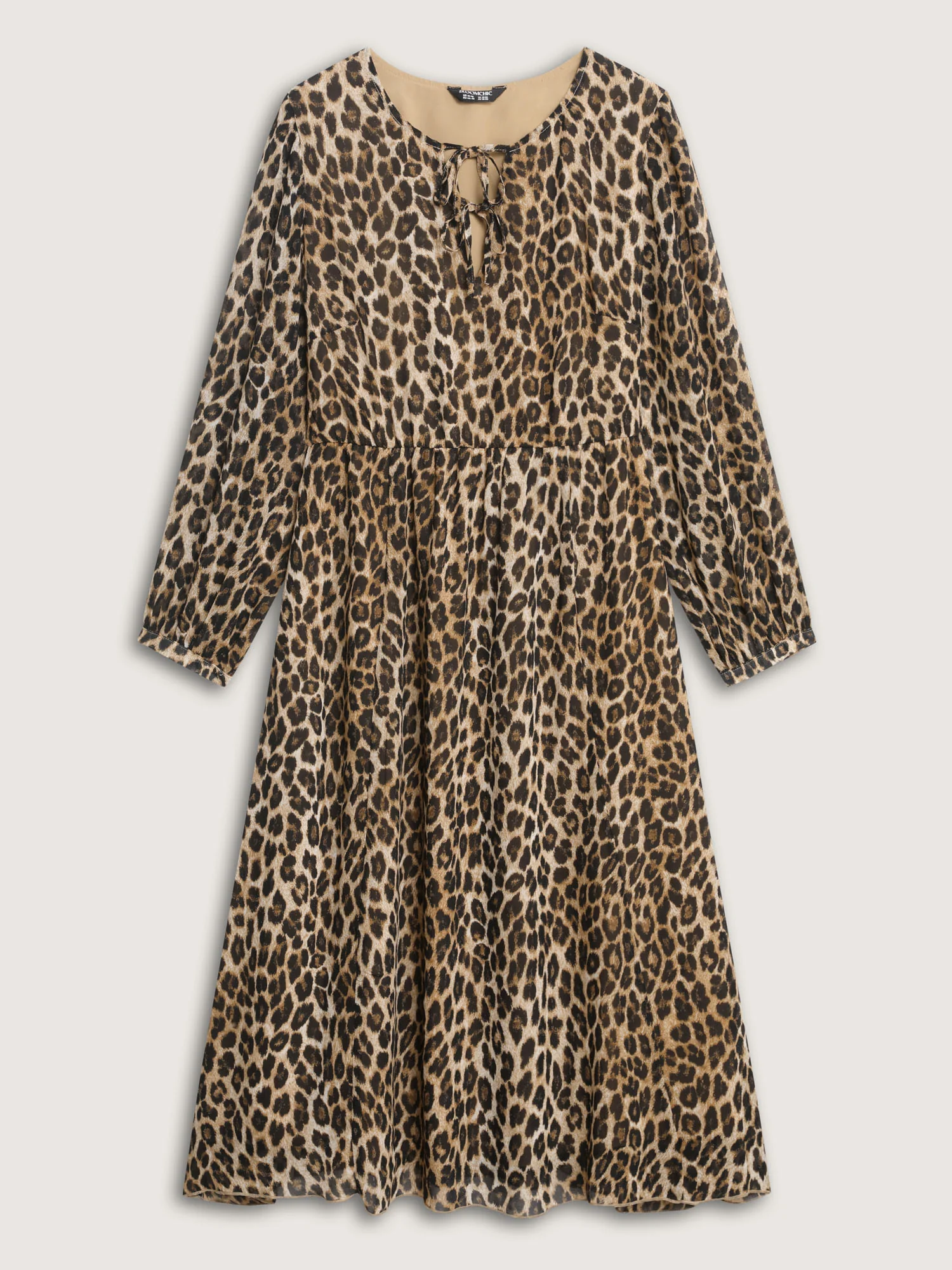 Leopard Print Neck Tie Midi Dress - Image 7