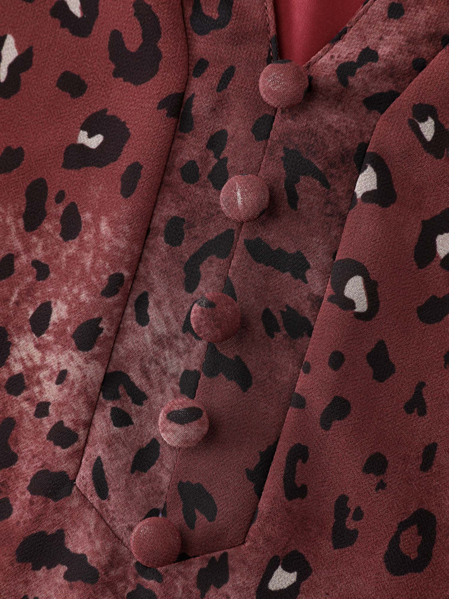 Leopard Print Notched Collar Blouse - Image 5