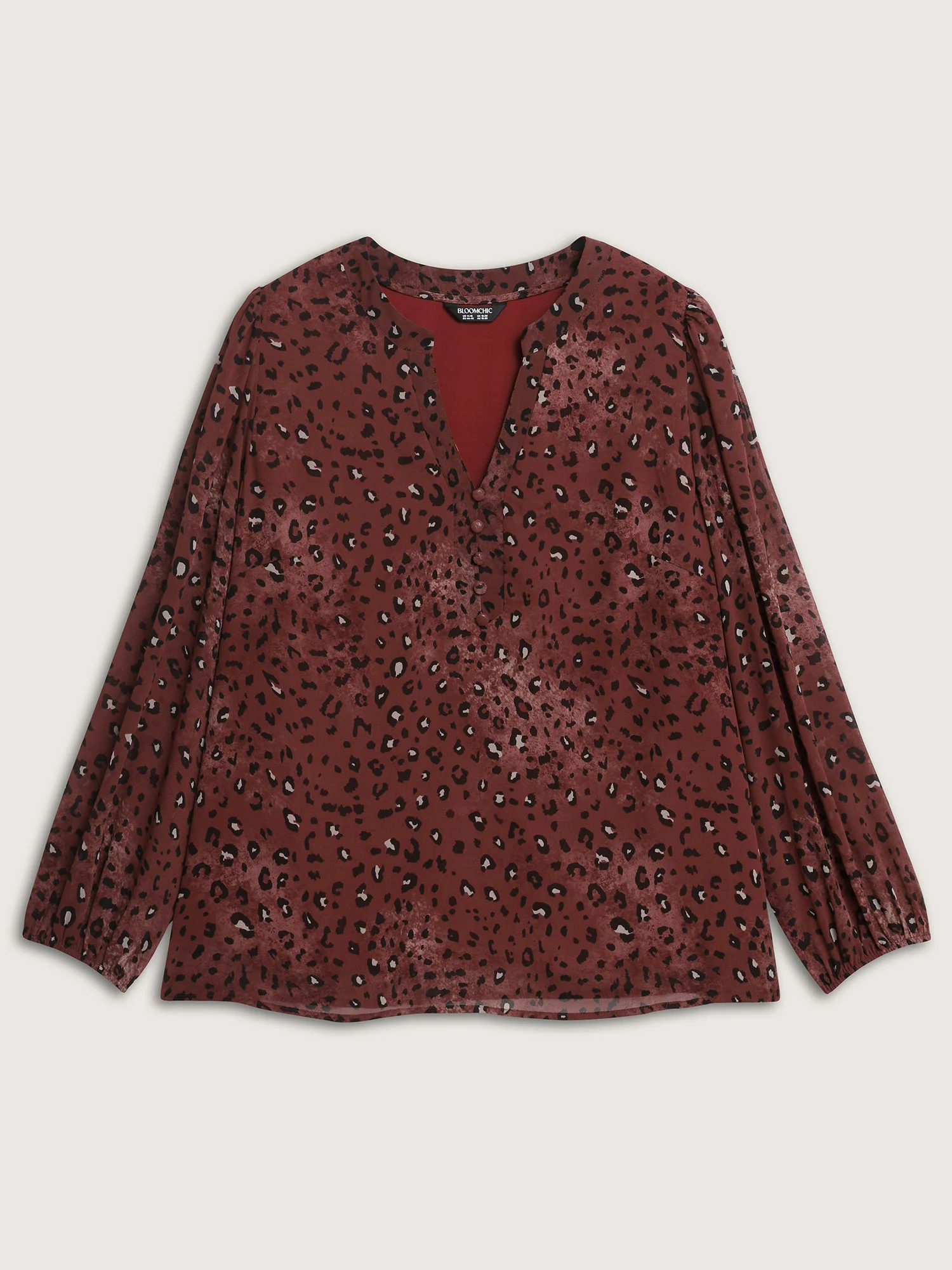 Leopard Print Notched Collar Blouse - Image 7