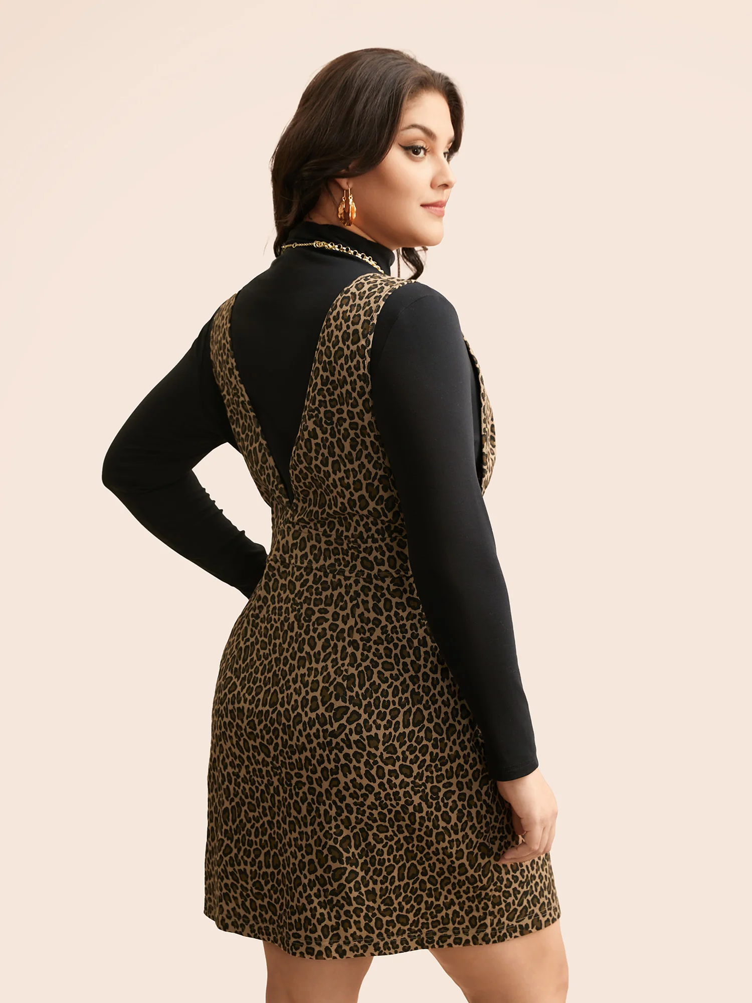 Leopard Print O Ring Zipper Dress - Image 4