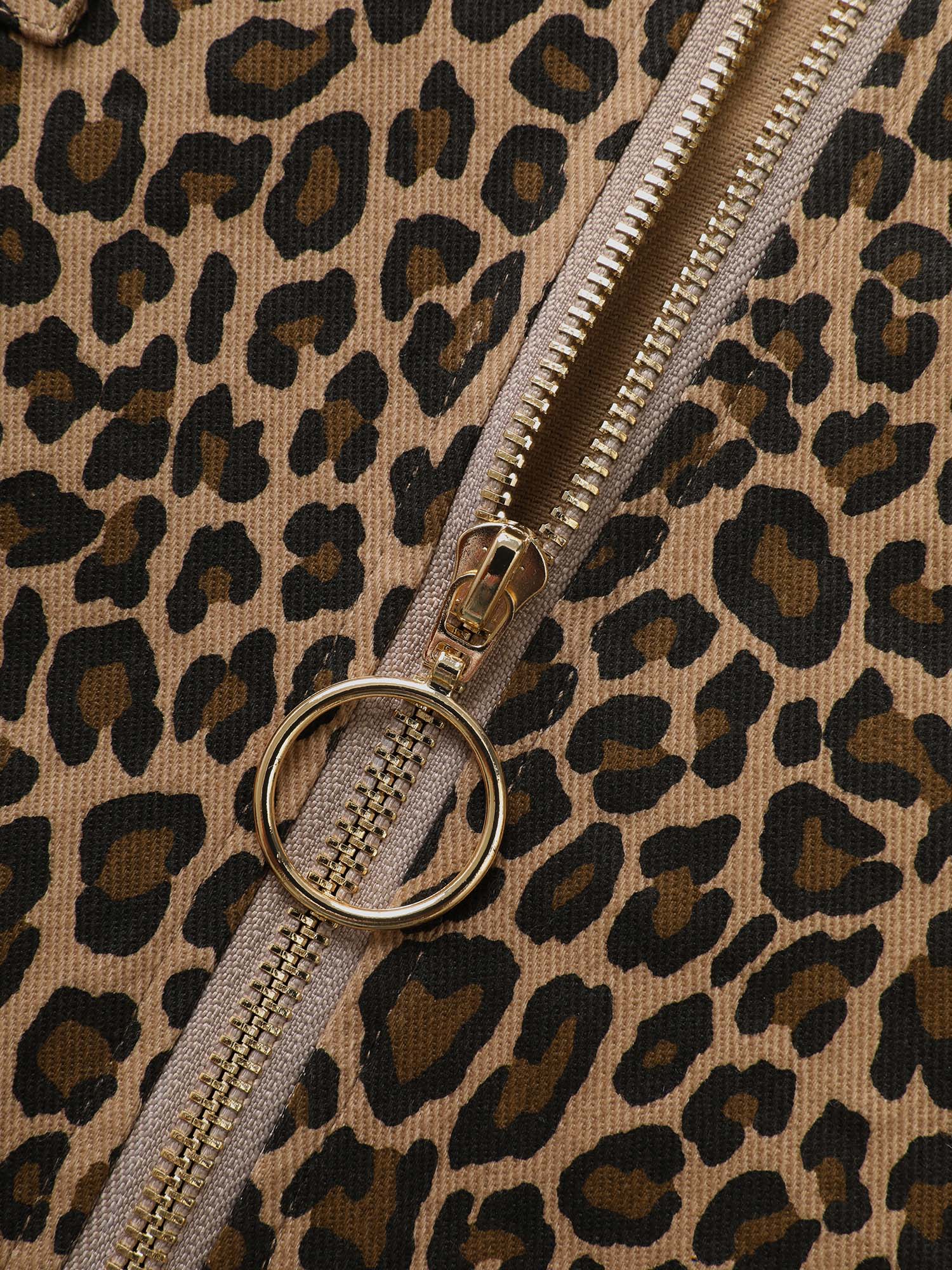 Leopard Print O Ring Zipper Dress - Image 6