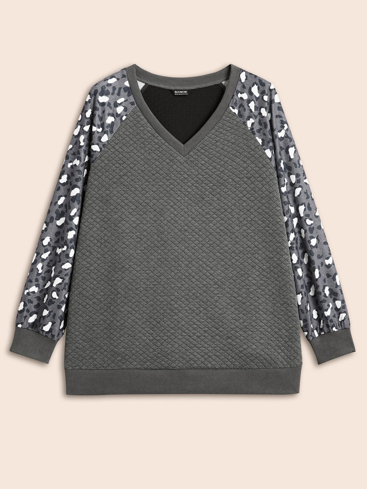 Leopard Print Patchwork Raglan Sleeve Sweatshirt - Image 8