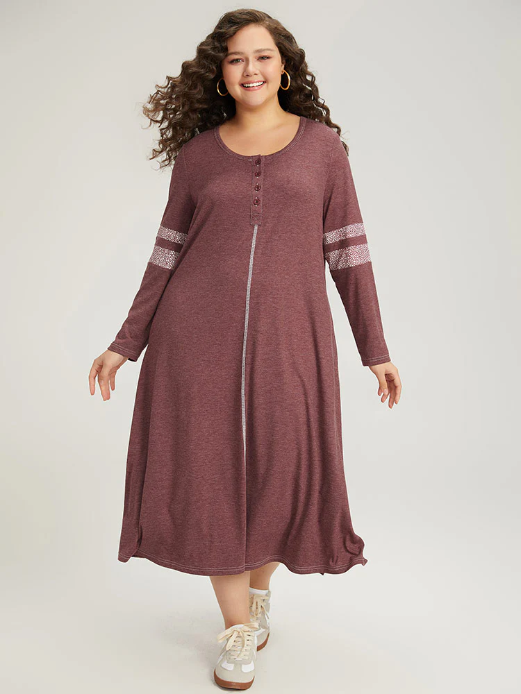 Supersoft Essentials Leopard Print Patchwork Stitch Pocket Button Up Split Hem Dress - Image 3