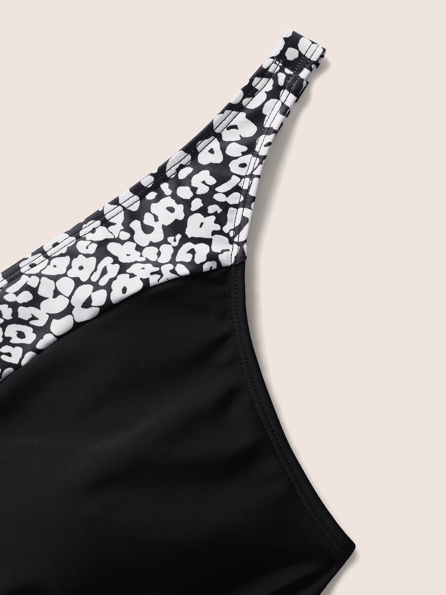 Leopard Print Patchwork V Neck Swim Top - Image 6