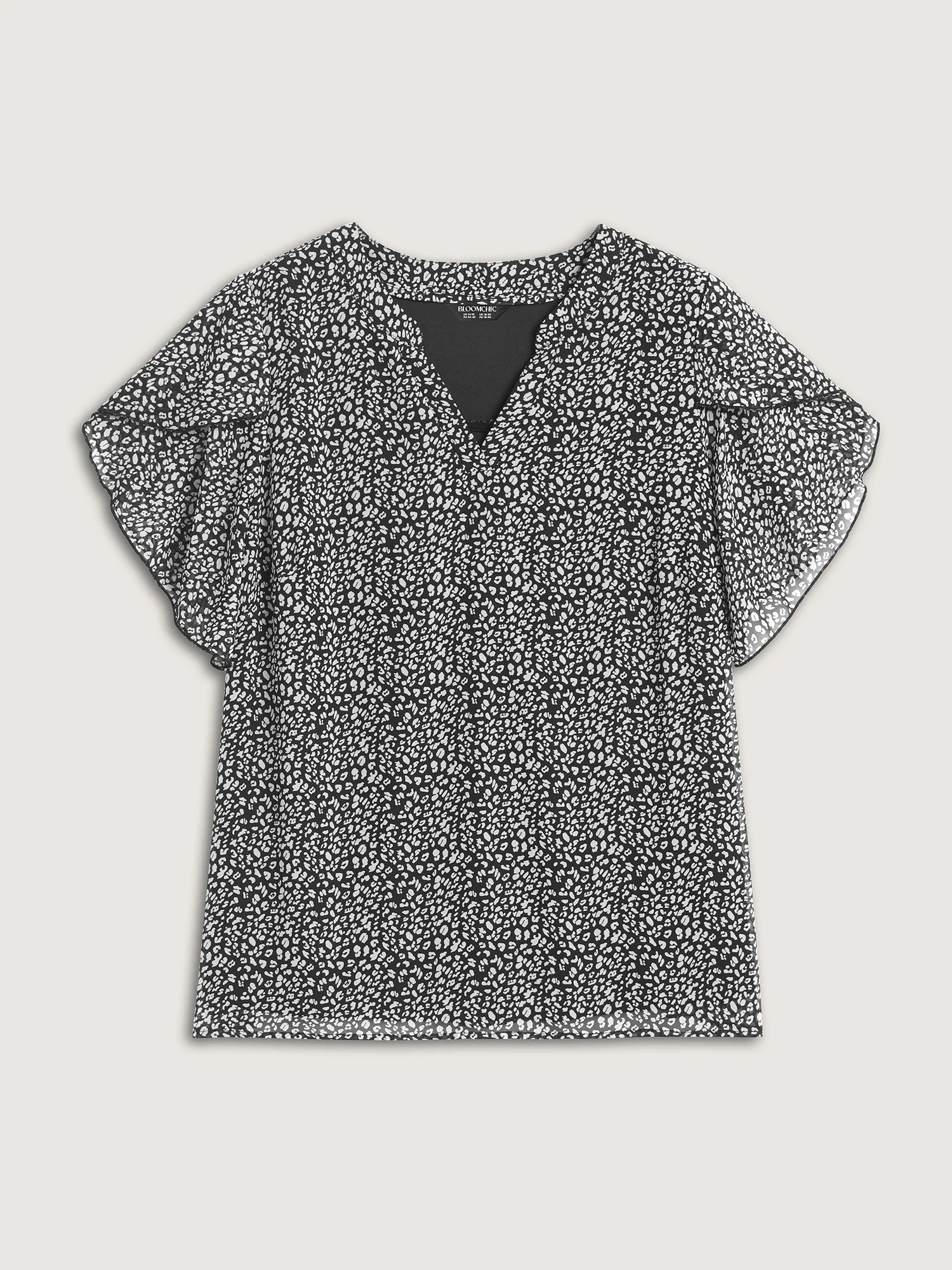 Leopard Print Petal Layered Sleeve Blouse - Image 5