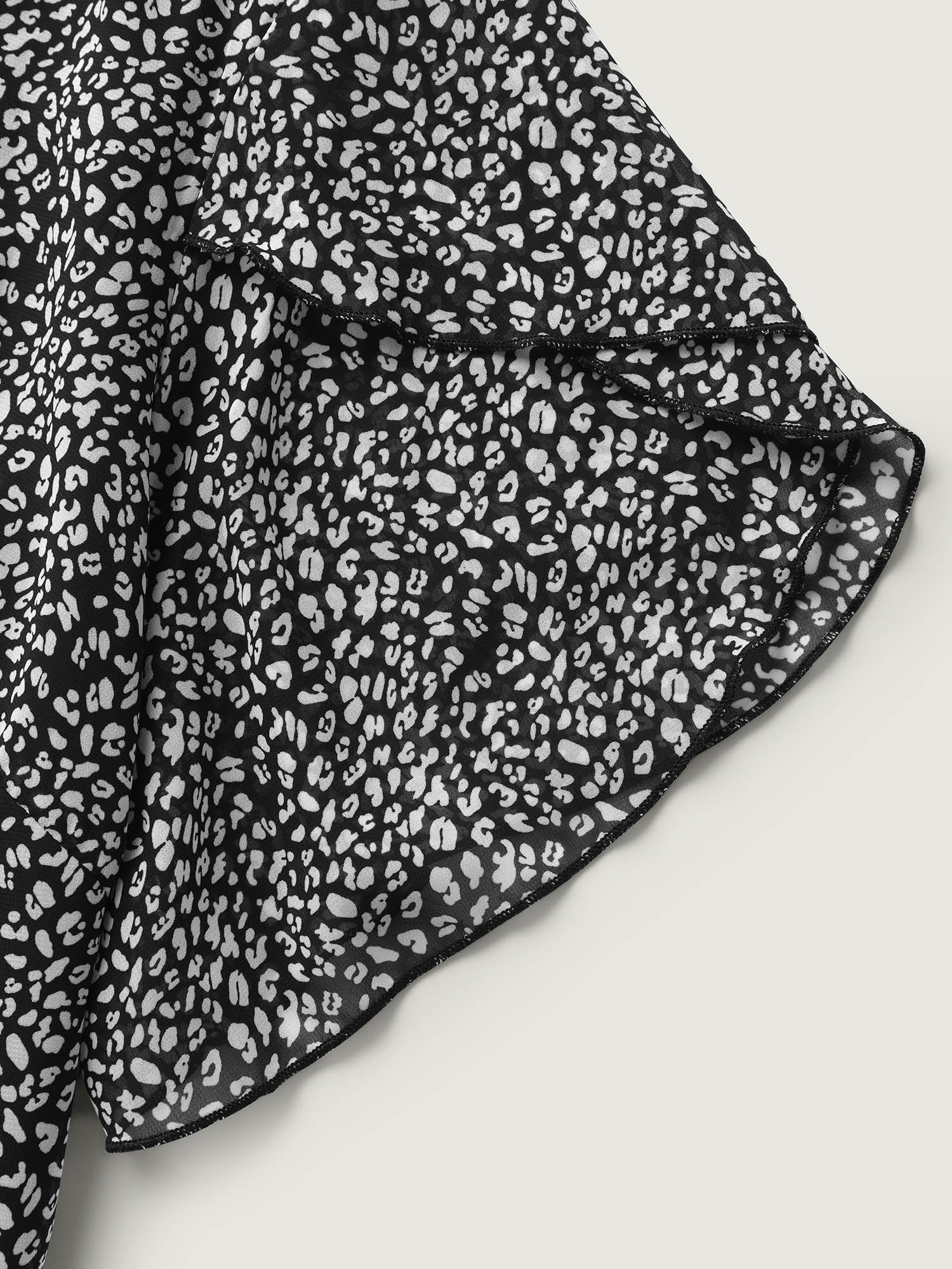 Leopard Print Petal Layered Sleeve Blouse - Image 6