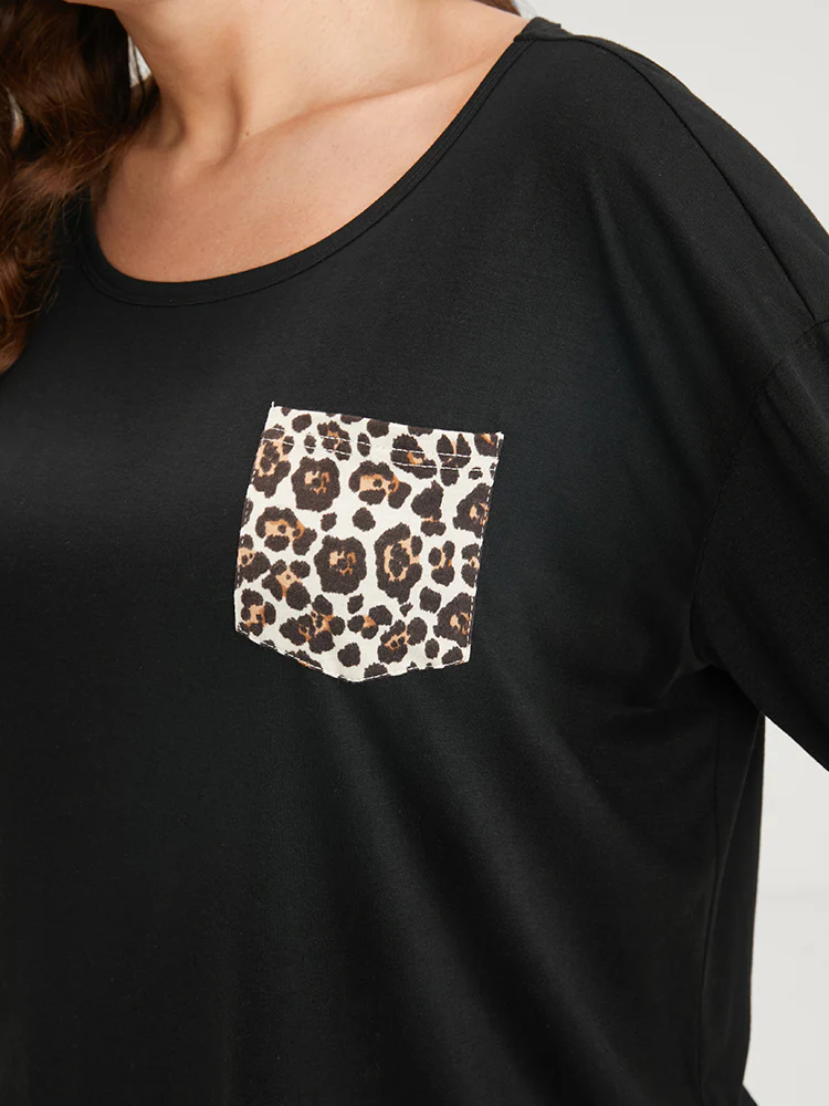 Leopard Print Pocket Two-Piece Loungewear Set - Image 6