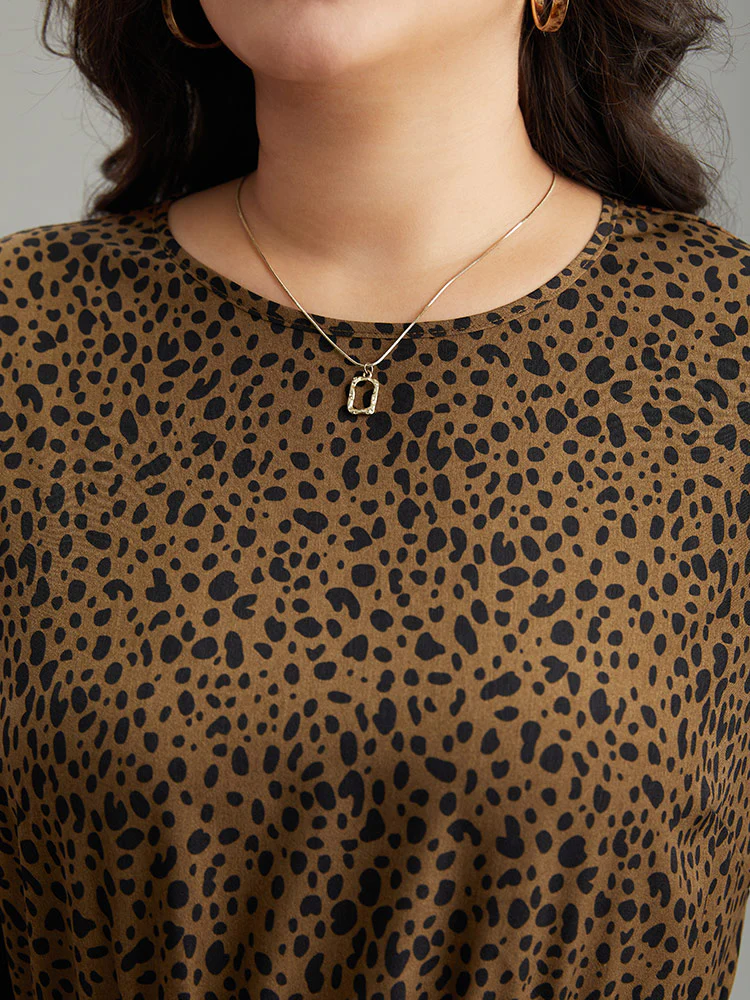 Leopard Print Pocket Split Side Keyhole Dress - Image 5