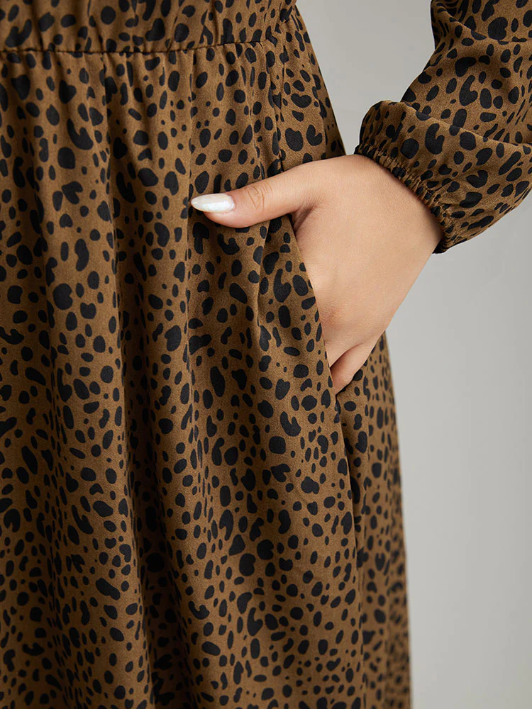 Leopard Print Pocket Split Side Keyhole Dress - Image 6