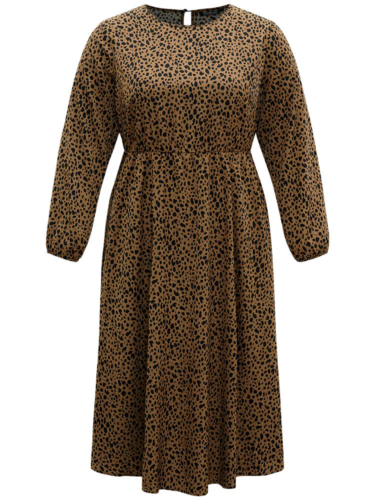 Leopard Print Pocket Split Side Keyhole Dress - Image 7
