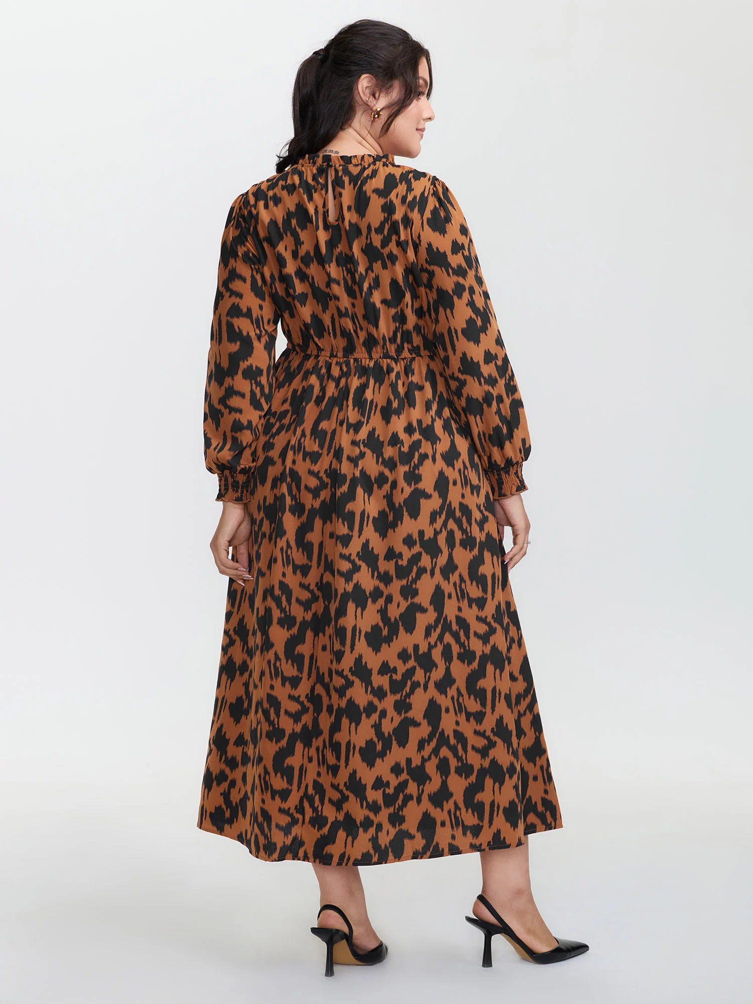 Leopard Print Pockets Lace Maxi Dress - Image 4