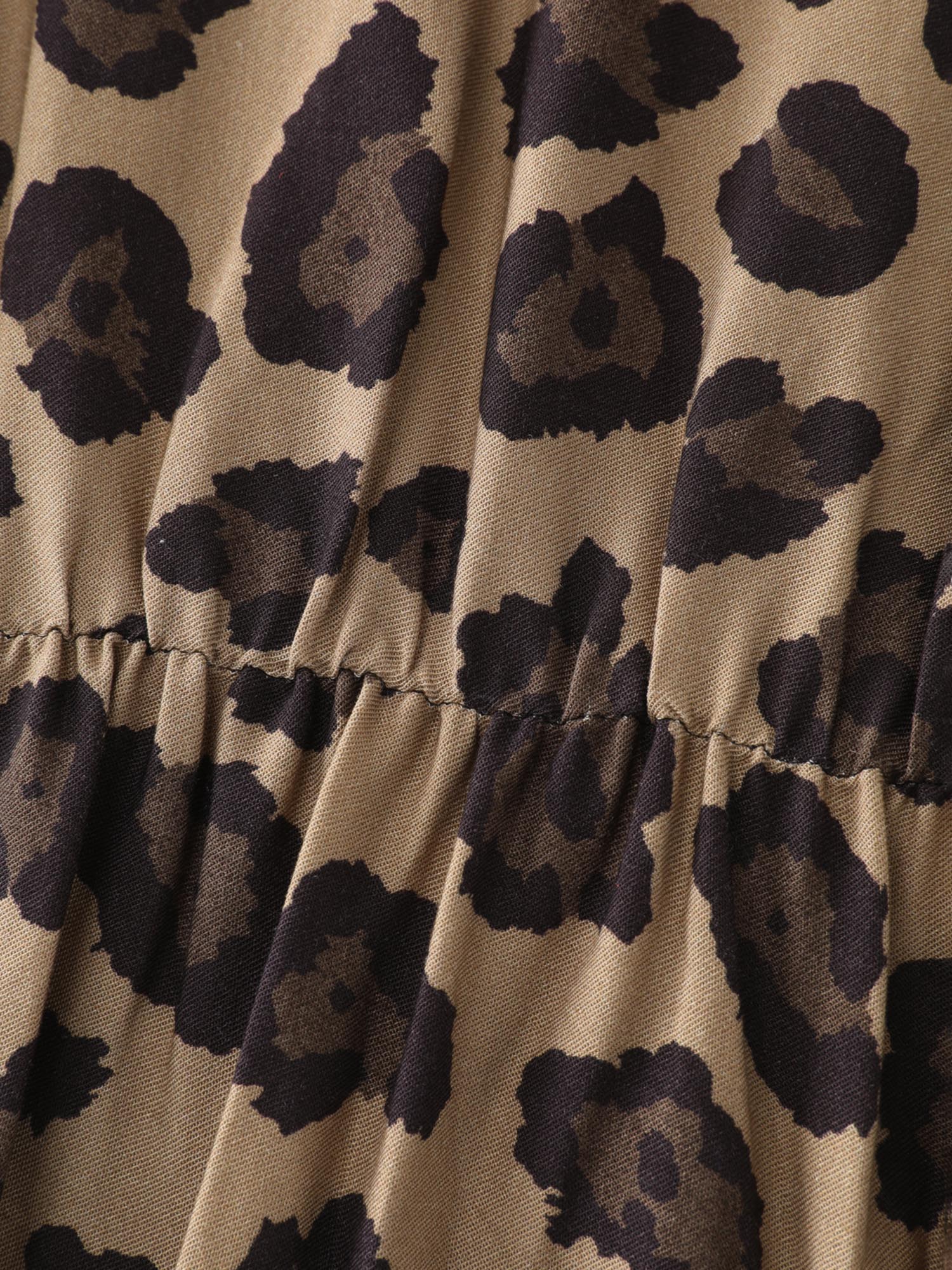 Leopard Print Pockets Stretchy Waist Midi Dress - Image 6