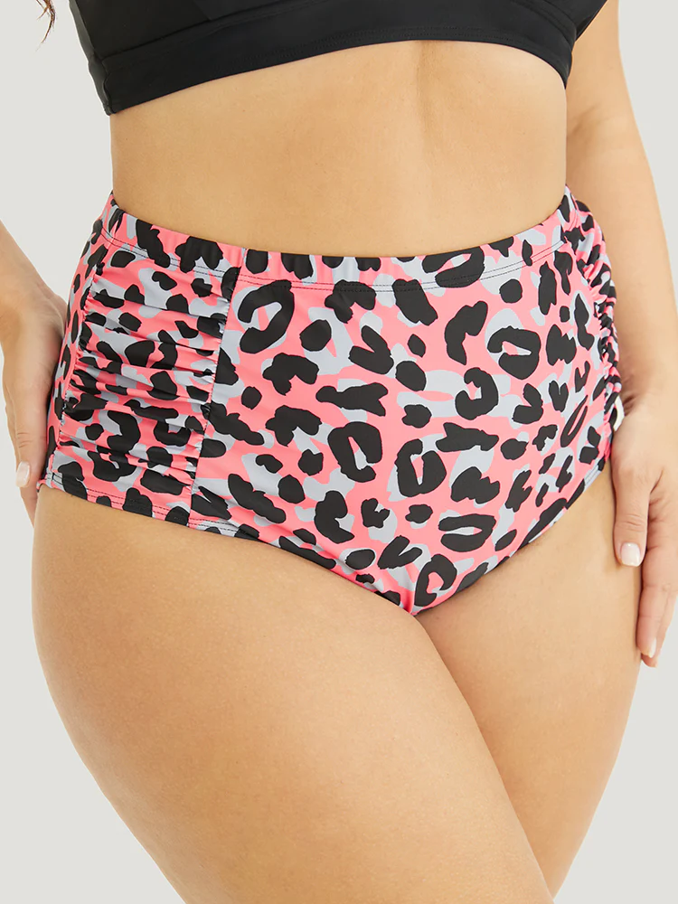 Leopard Print Ruched Detail Bikini Bottom - Image 3