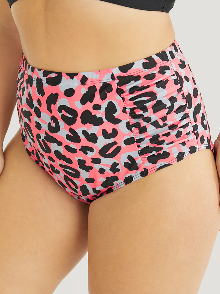 Leopard Print Ruched Detail Bikini Bottom - Image 4