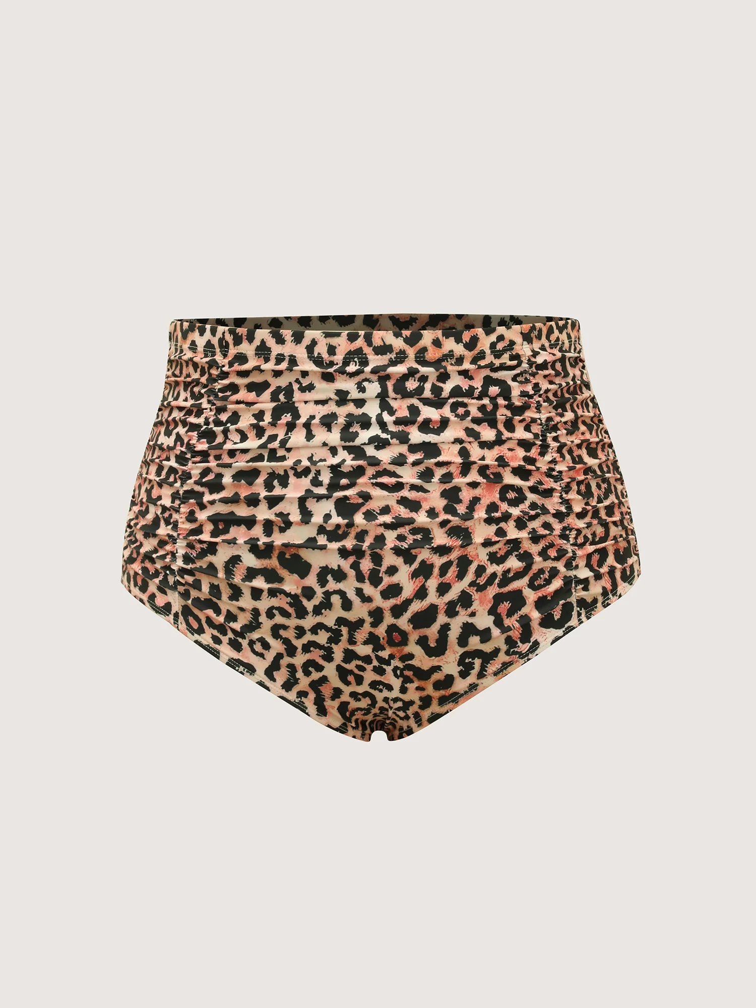 Leopard Print Ruched Spliced Bikini Bottoms - Image 6
