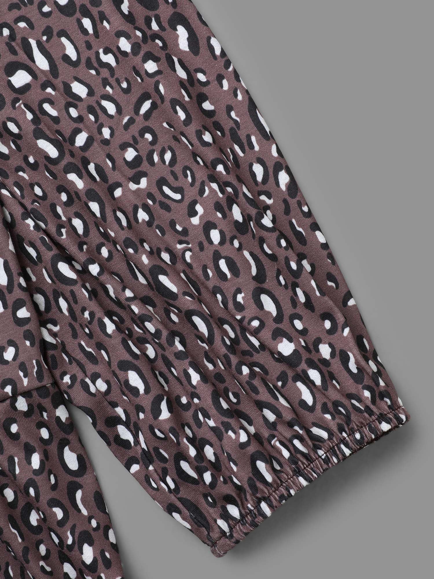 Leopard Print Ruffle Layered Hem Jersey Top - Image 6