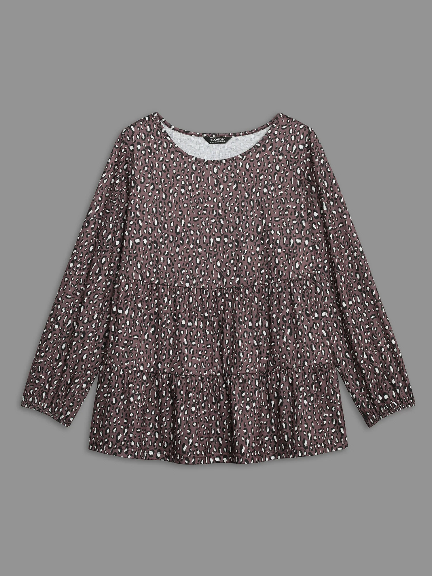Leopard Print Ruffle Layered Hem Jersey Top - Image 7