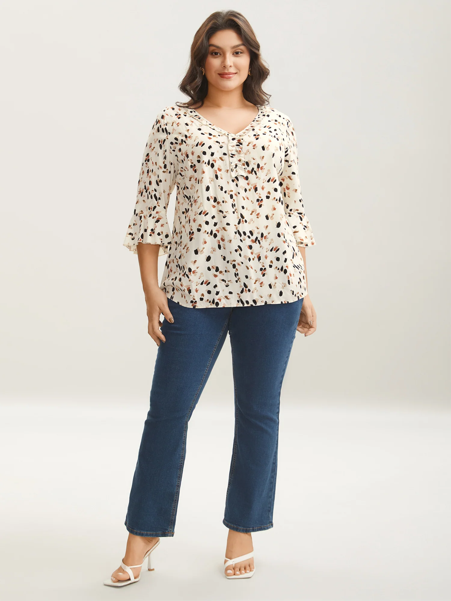 Leopard Print Ruffled Detail Shirt - Image 2