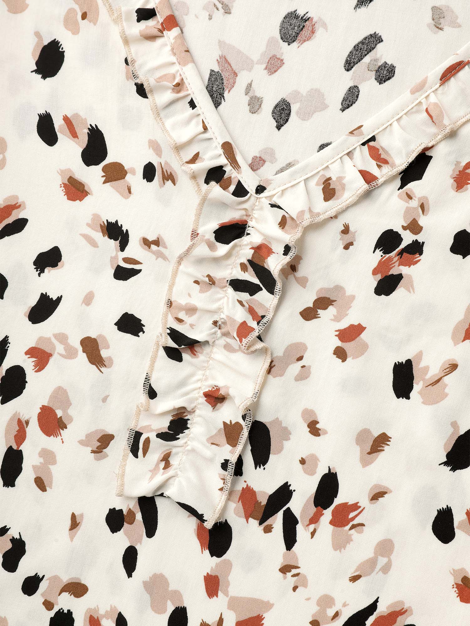 Leopard Print Ruffled Detail Shirt - Image 5